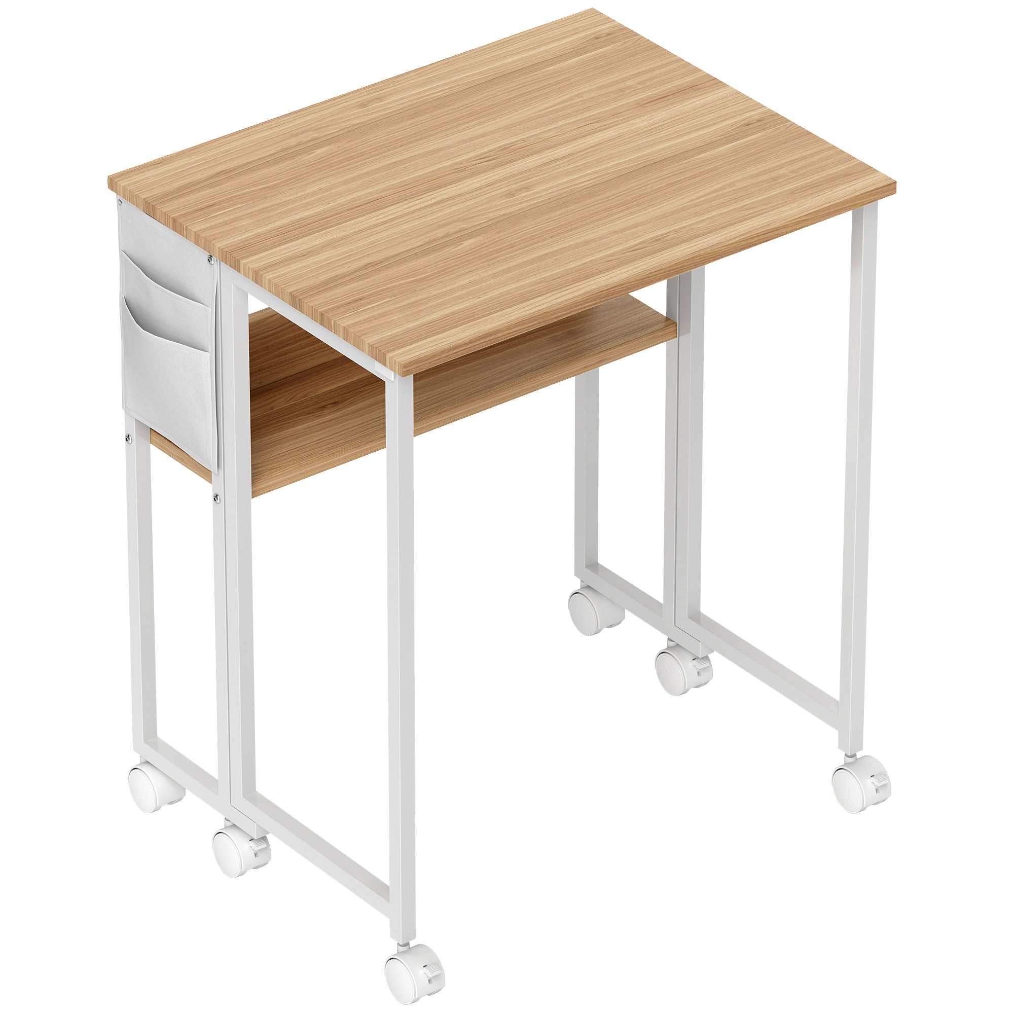 HOMCOM 63 cm Drop Leaf Writing Work Desk - Natural Wood Finish - North Peak Garden Furniture