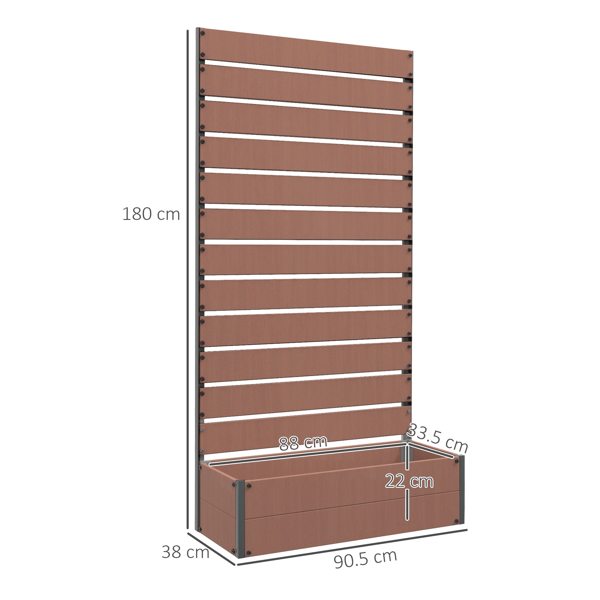 Outsunny Raised Bed for Garden, Planter with Trellis for Climbing Plants, Vines, Planter Box with Drainage Gap, Light Brown - North Peak Garden Furniture