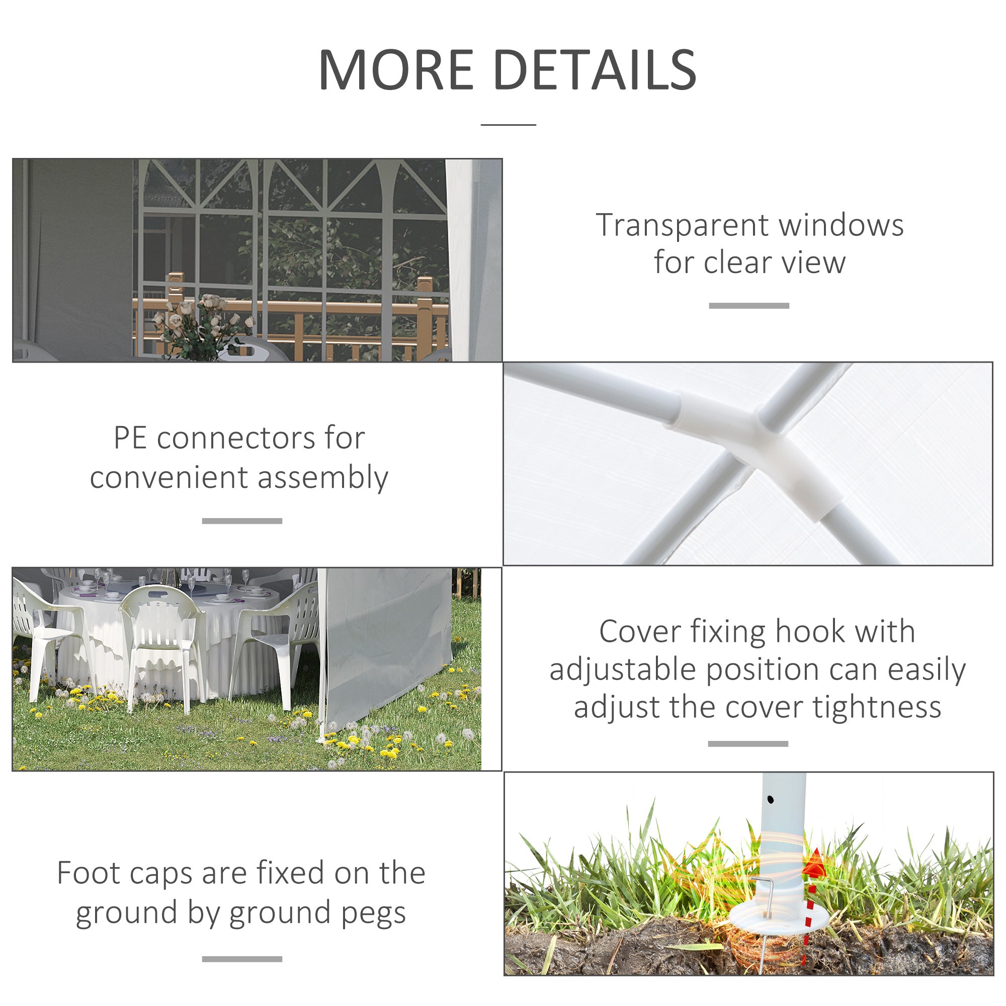 Outsunny 6 x 3 m Party Tent Gazebo Marquee Outdoor Patio Canopy Shelter with Windows and Side Panels White - North Peak Garden Furniture