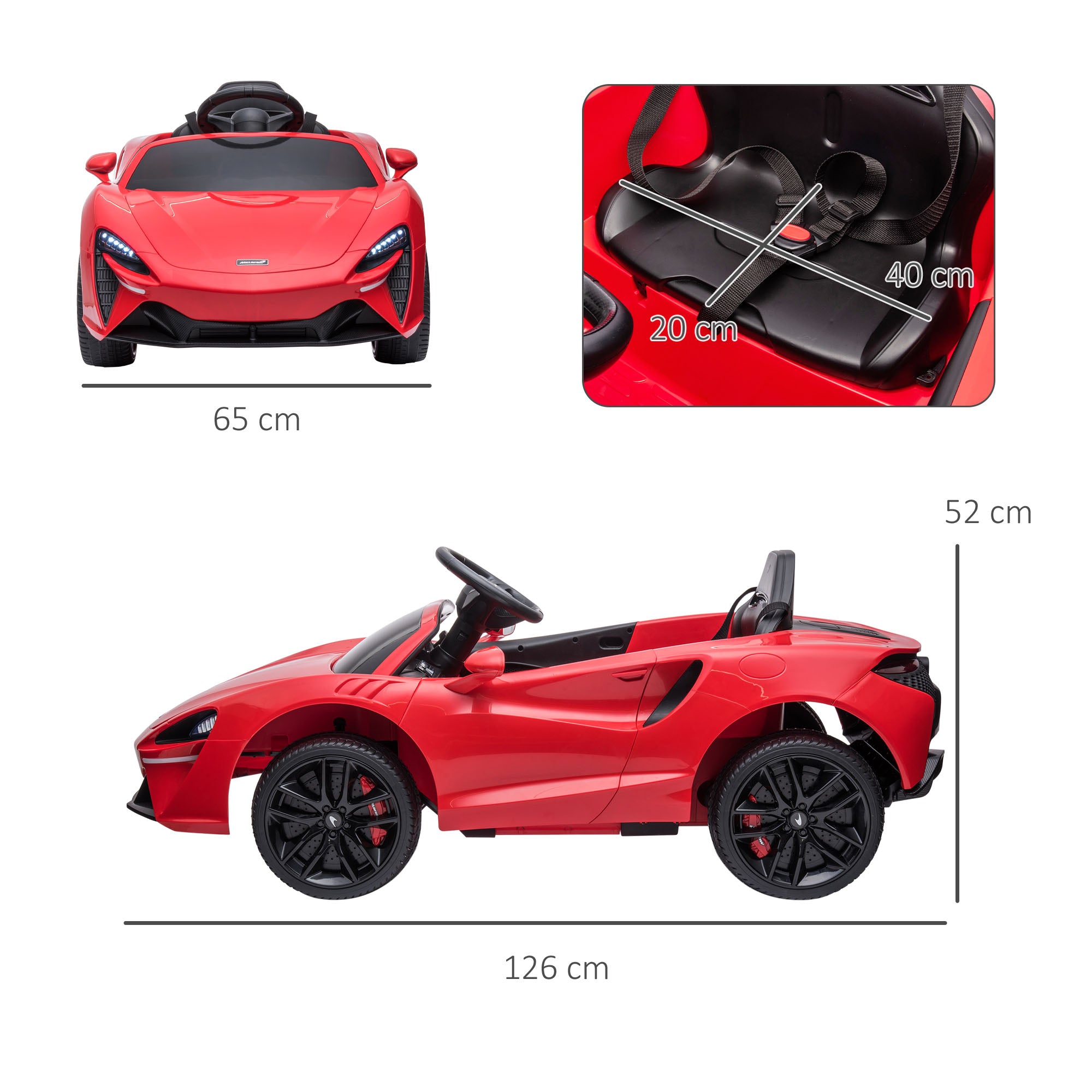HOMCOM McLaren Licensed Kids Electric Ride-On Car, with Remote Control - Red - North Peak Garden Furniture