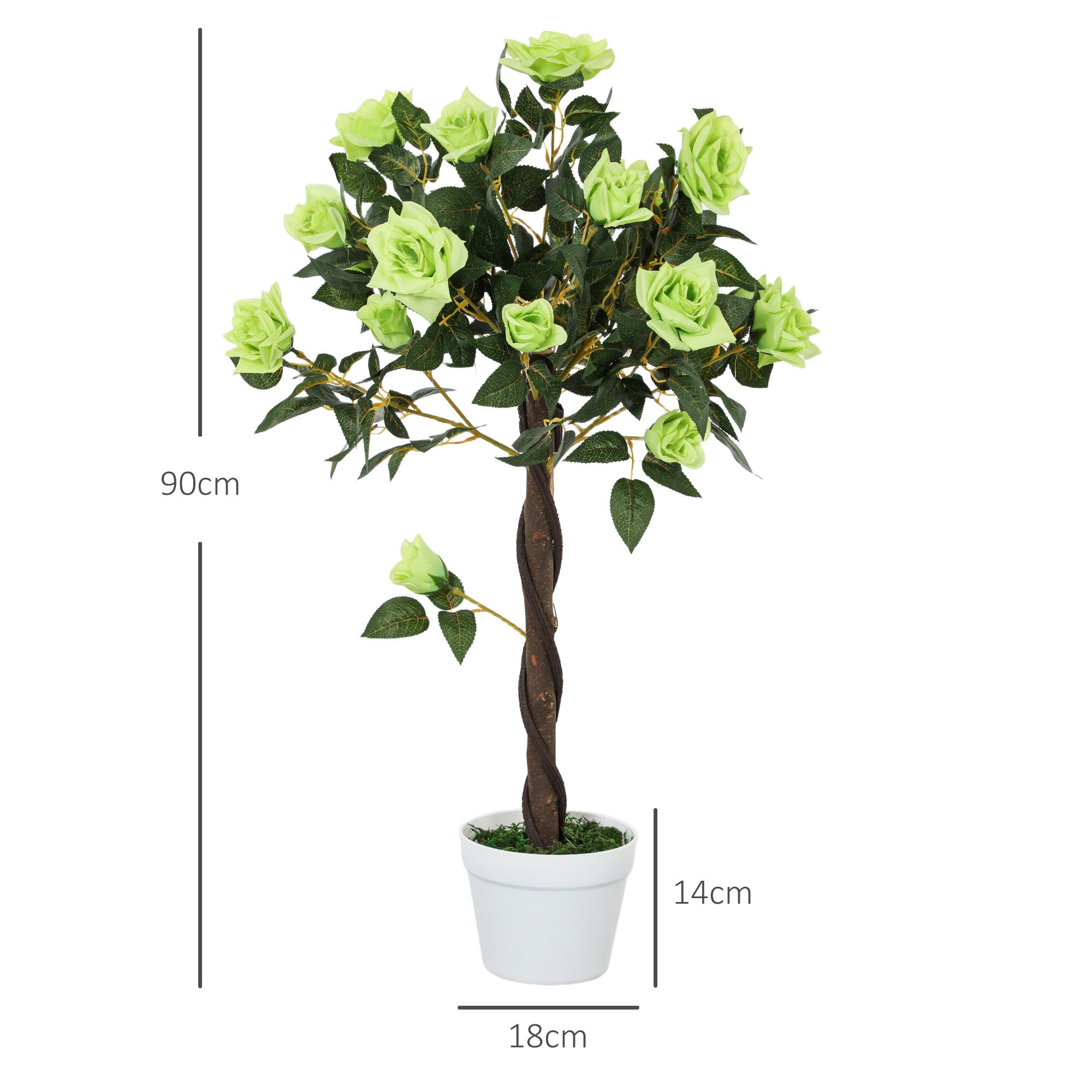 Outsunny Set of Two Faux Rose Trees - Green - North Peak Garden Furniture