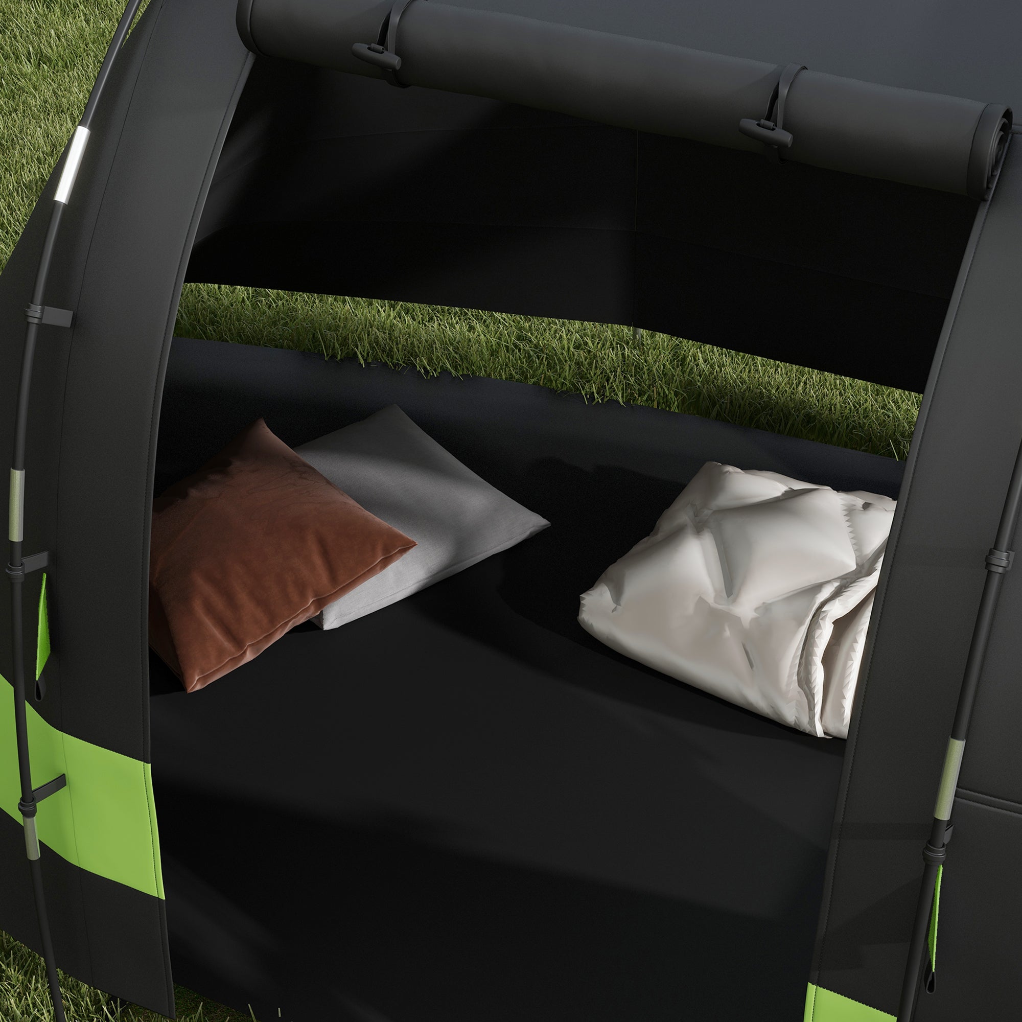Outsunny Four Man, Two Room Blackout Tent, with Accessories - Black - North Peak Garden Furniture