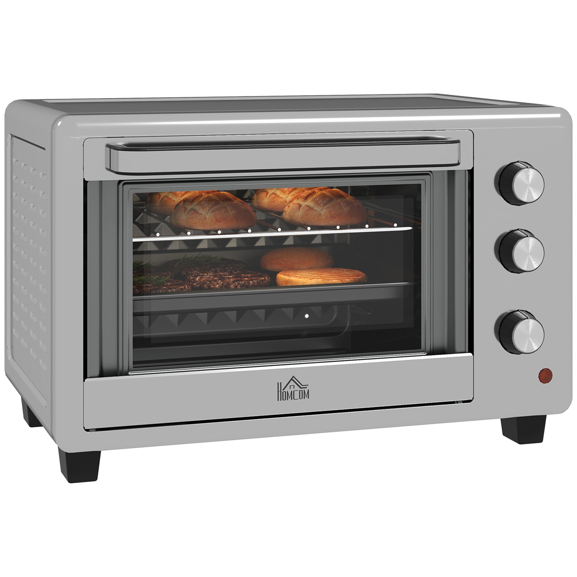 HOMCOM 30L 60-230℃ Mini Electric Oven, with Accessories - Silver Tone - North Peak Garden Furniture