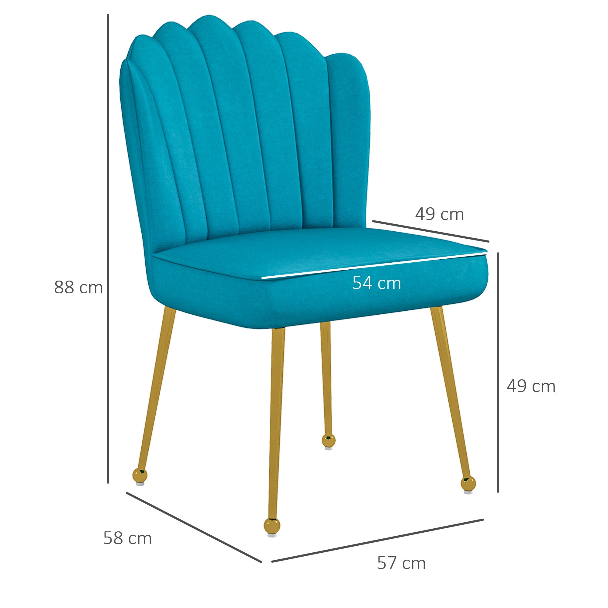 HOMCOM Velvet-Feel Shell Accent Chair - Blue - North Peak Garden Furniture