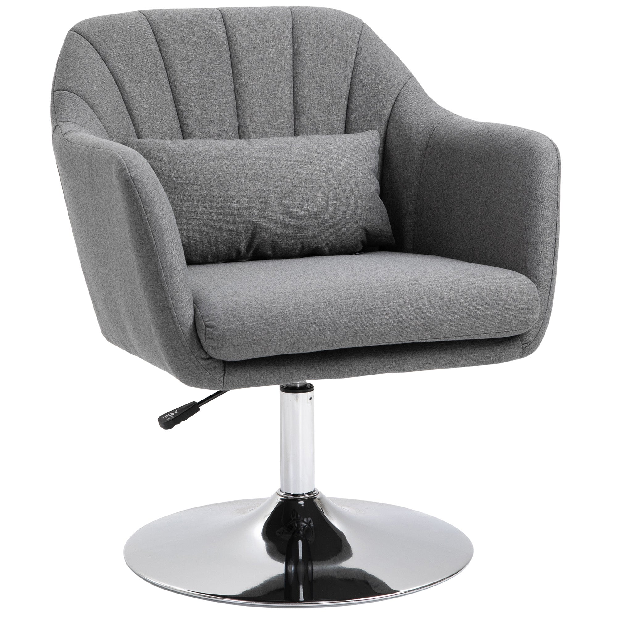 HOMCOM Swivel Linen Fabric Accent Chair for Living Room Contemporary Vanity Armchair with Adjustable Height Thick Cushion Lumbar Support Armrest for Bedroom Office Dark Grey - North Peak Garden Furniture