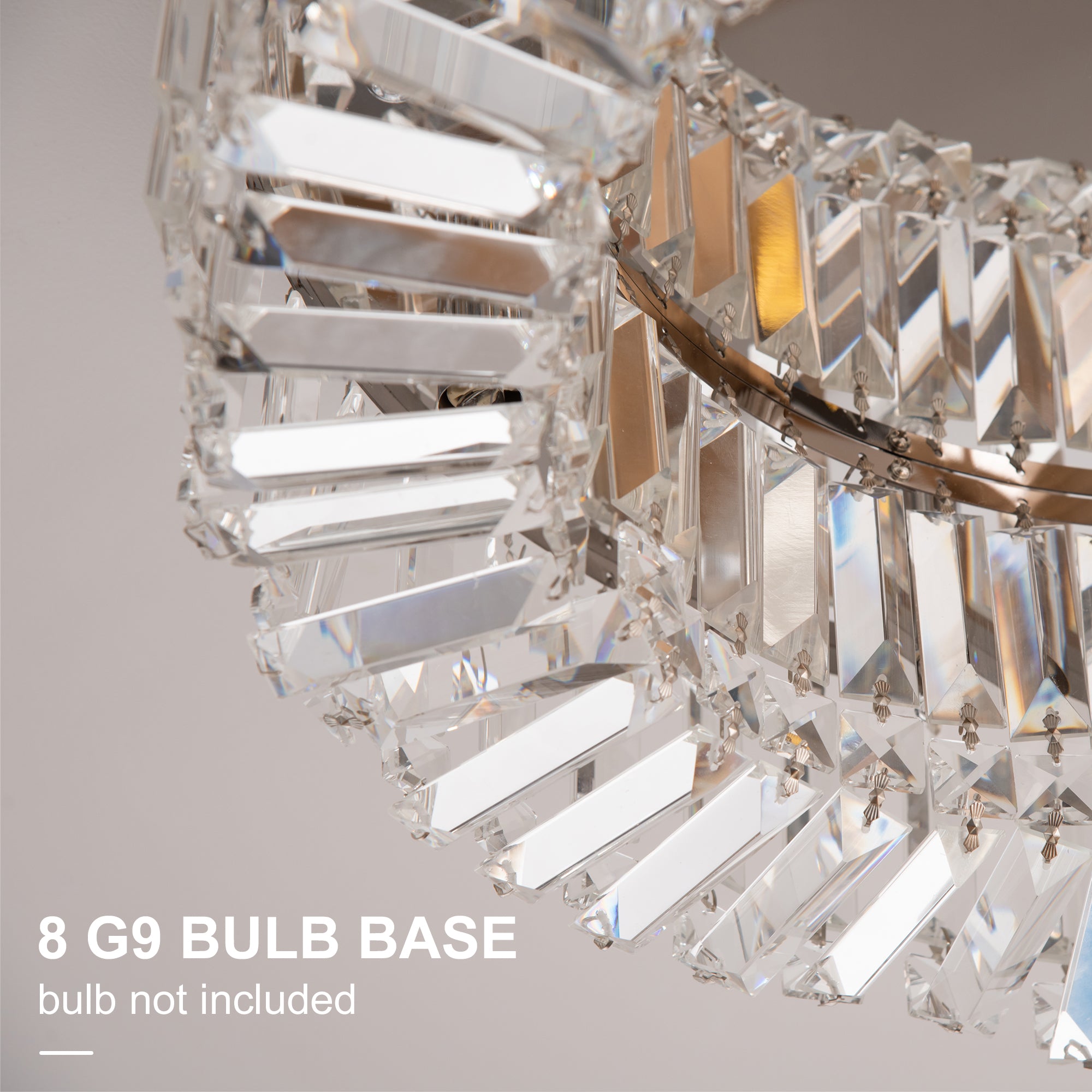 HOMCOM Crystal Ceiling Light Modern Chandeliers Stainless Steel Pendant Lights with Crystal Decorations for Living Room Bedroom Dining Room Hall Silver - North Peak Garden Furniture
