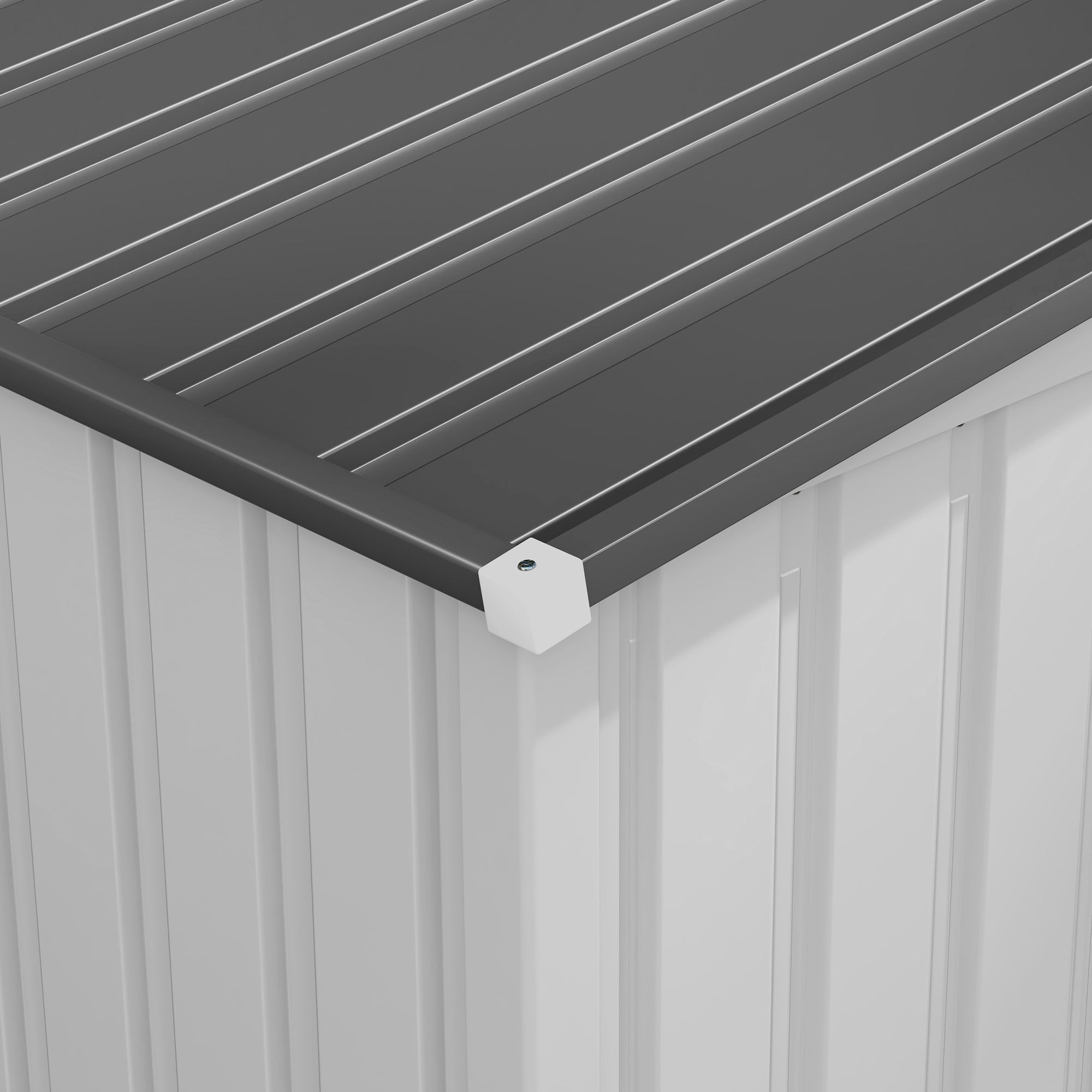 Outsunny 7 x 5ft Galvanised Metal Shed, with Sliding Door, White - North Peak Garden Furniture