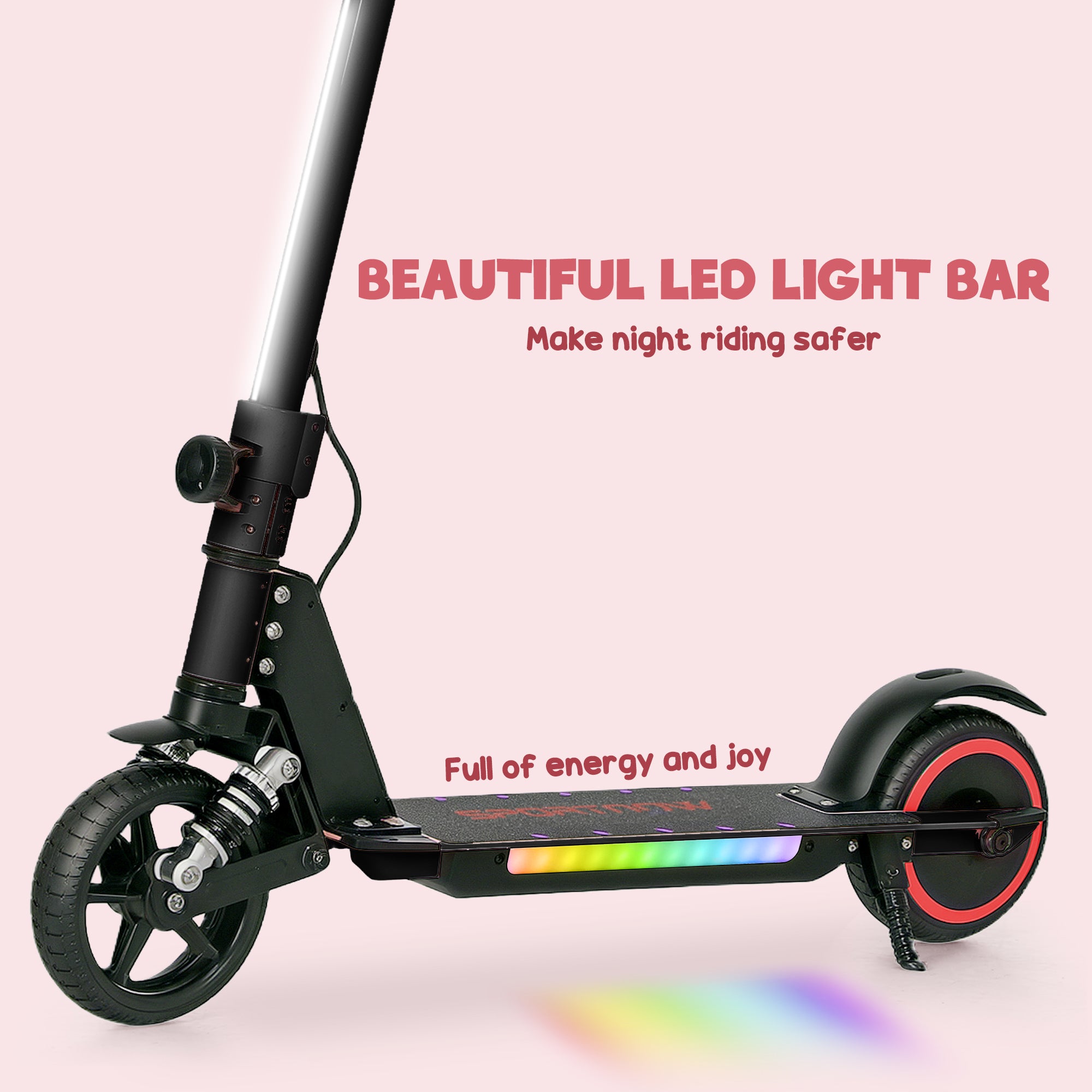 SPORTNOW Folding Electric Scooter for Kids Age 6-14 with Dual Brakes, Front Suspension, LED Colourful Lights and Display, 6.8kg Lightweight Aluminium E Scooter, Up to 14 KM/H & 6 KM, Black - North Peak Garden Furniture