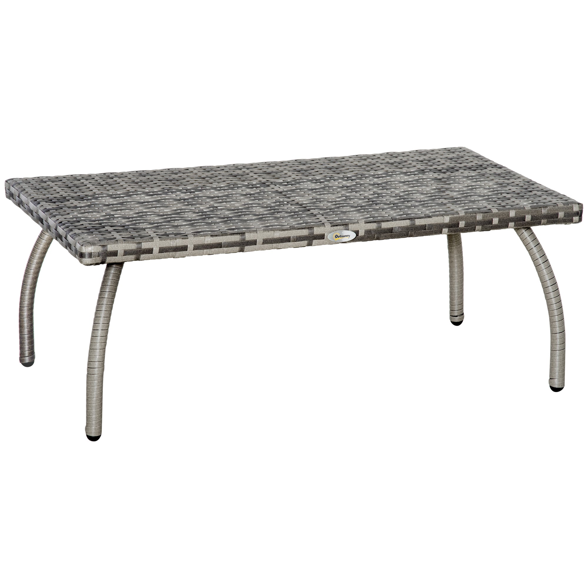 Outsunny PE Wicker Rattan Garden Coffee Table - Mixed Grey