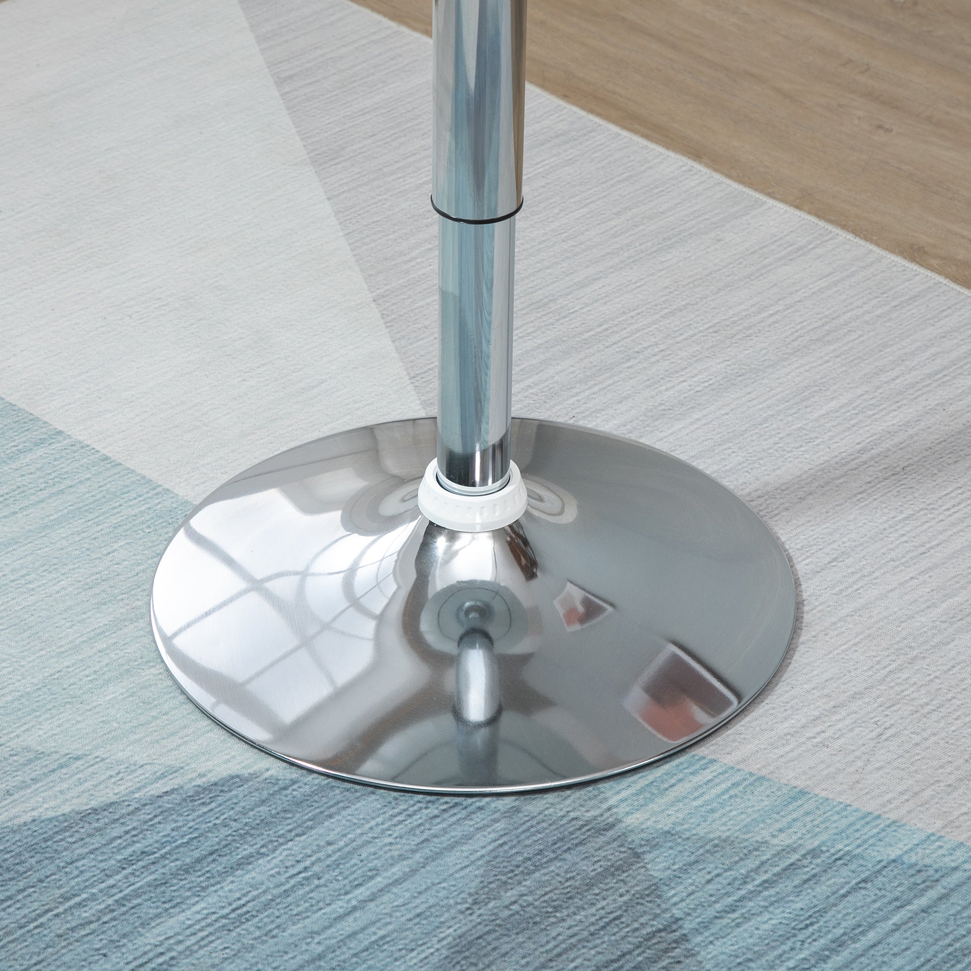 HOMCOM Modern Round Bar Table Adjustable Height Home Pub Bistro Desk Swivel Painted Top with Silver Steel Leg and Base, White - North Peak Garden Furniture