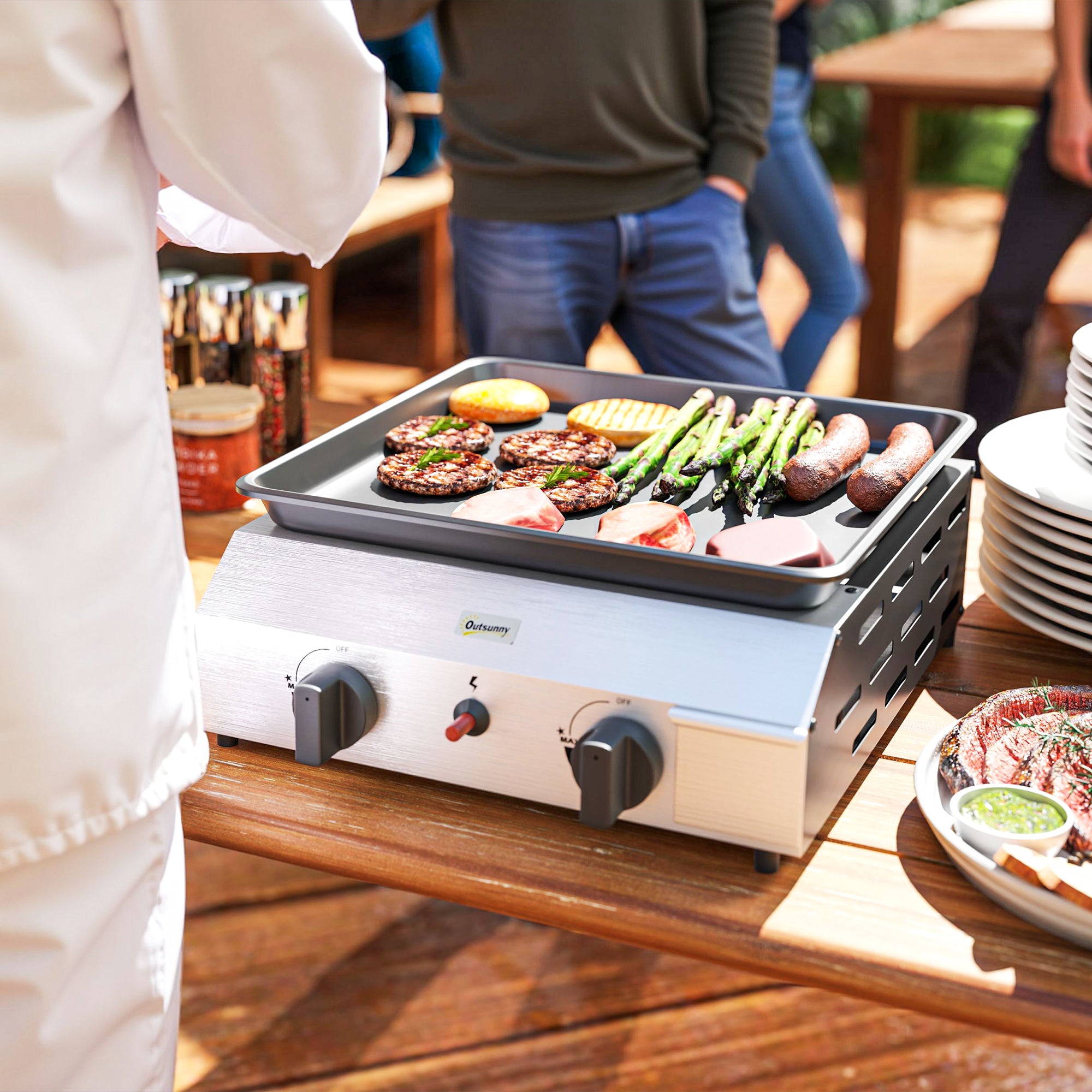 Outsunny Two Burner Portable Gas Grill - North Peak Garden Furniture