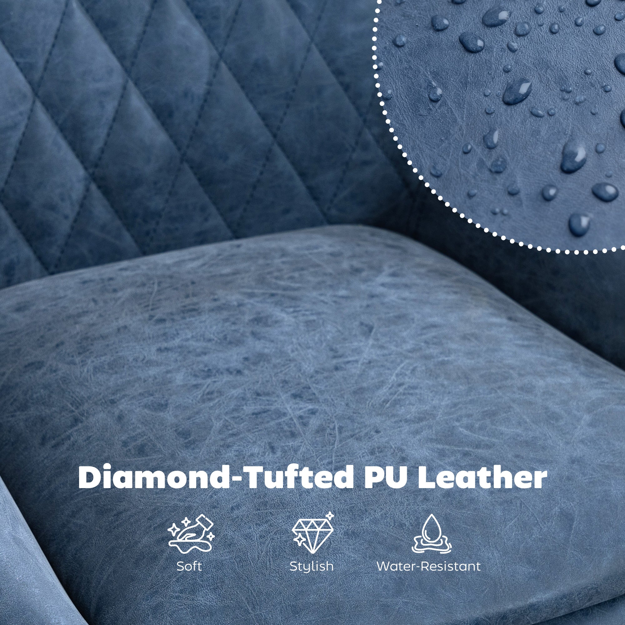 HOMCOM Set of Two Faux Leather Retro Bar Stools - Dark Blue