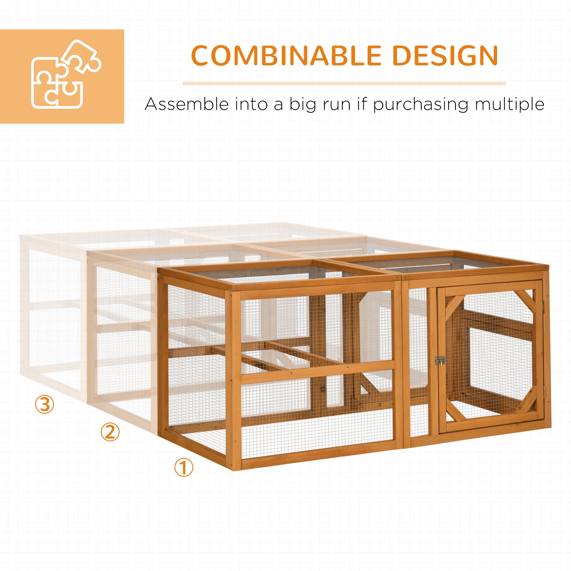PawHut Wooden Chicken Coop with Perches, Doors, Combinable Design, for 2-4 Chickens - Natural Wood Colour - North Peak Garden Furniture