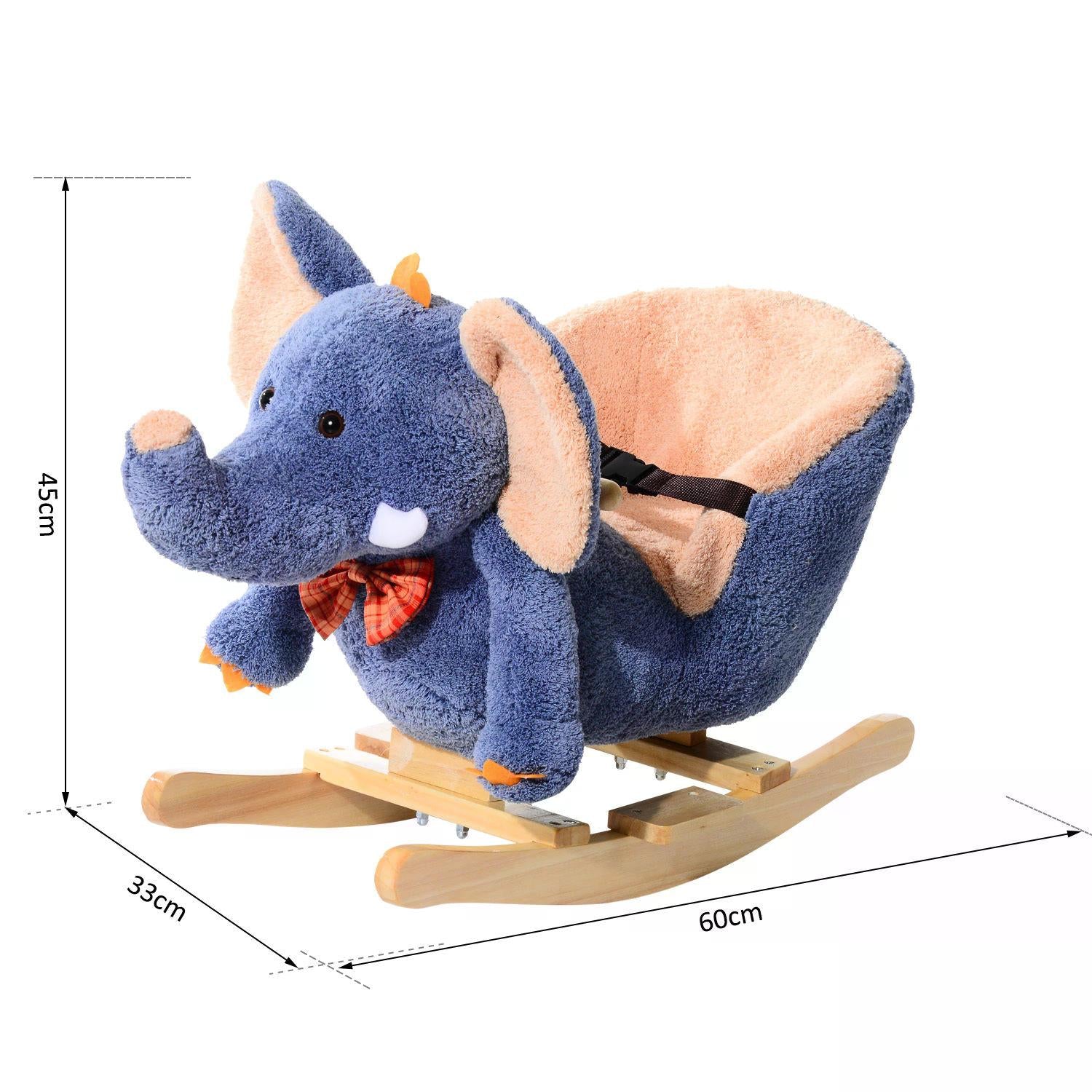 HOMCOM Children Rocking Seat with Sound, Elephant-Blue/Beige - North Peak Garden Furniture