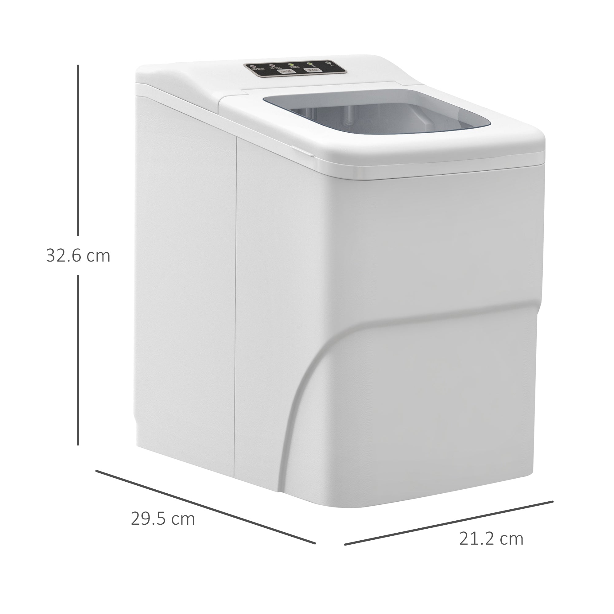 HOMCOM 12kg Countertop Ice Cube Machine, with Scoop - White - North Peak Garden Furniture