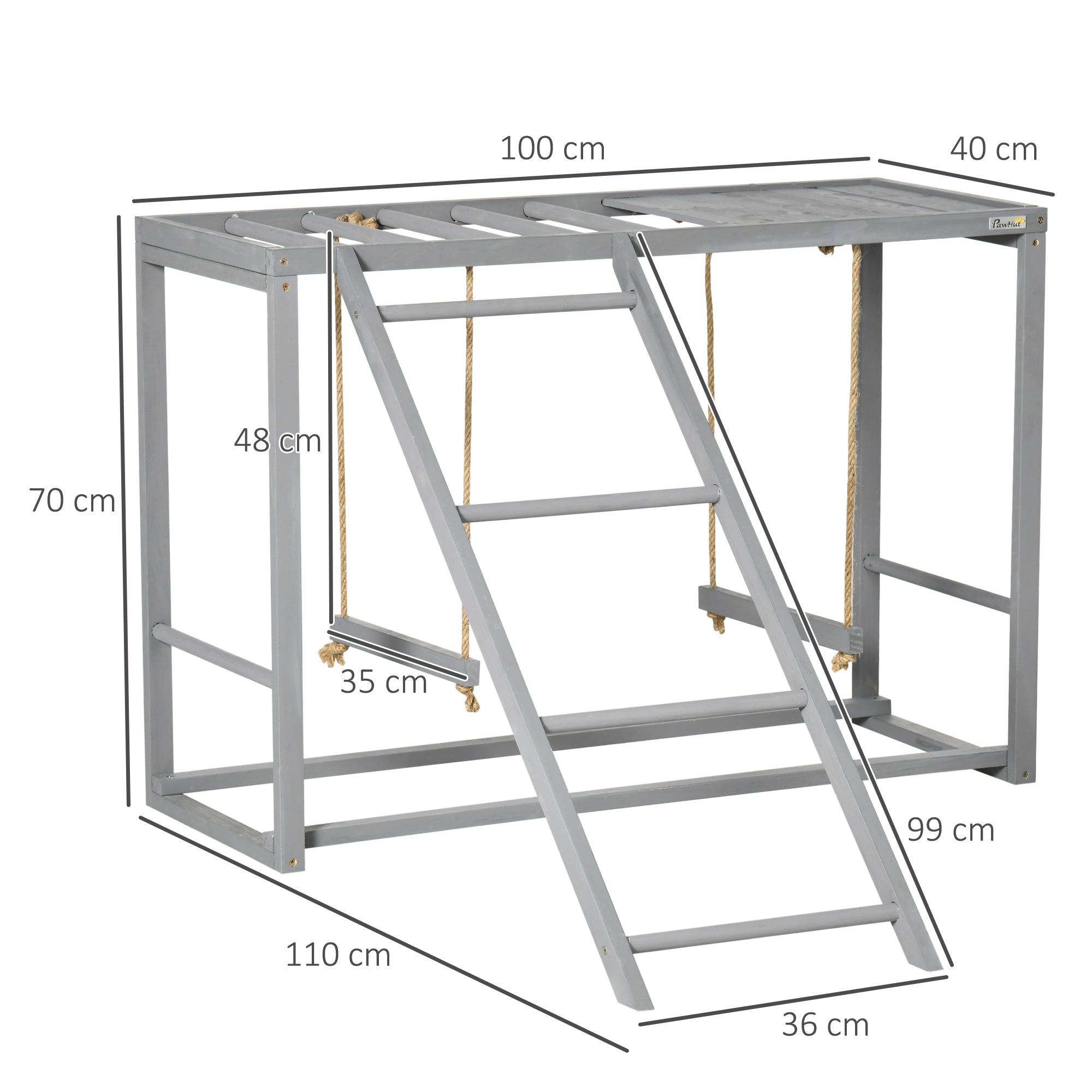 PawHut Chicken Activity Play with Swing Set for 3-4 Chickens, Wooden Chicken Coop, Grey - North Peak Garden Furniture