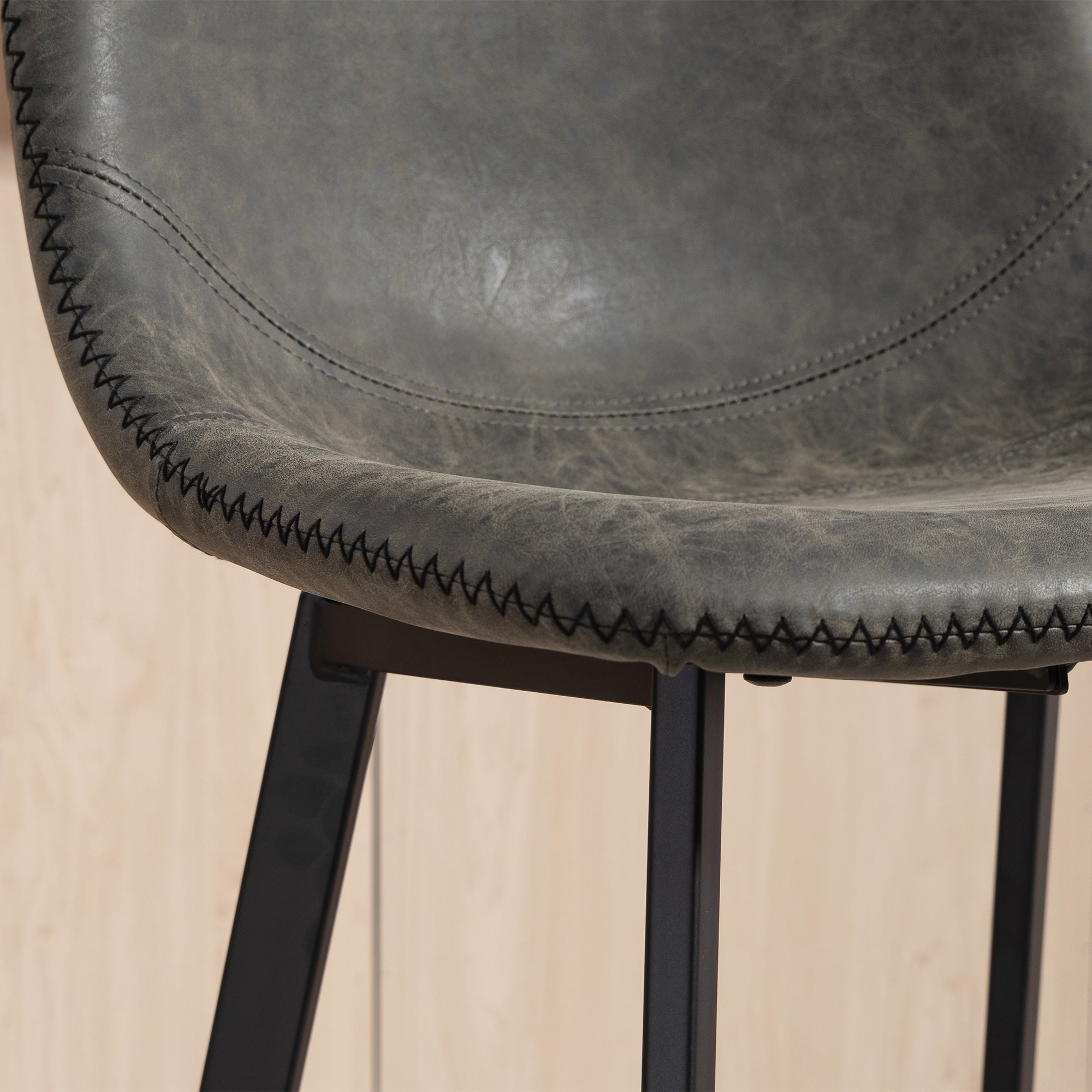 HOMCOM Bar Stools Set of 2, PU Leather Dining Stools with Backrest, Footrest, for Kitchen, Counter, Breakfast Bar, Grey