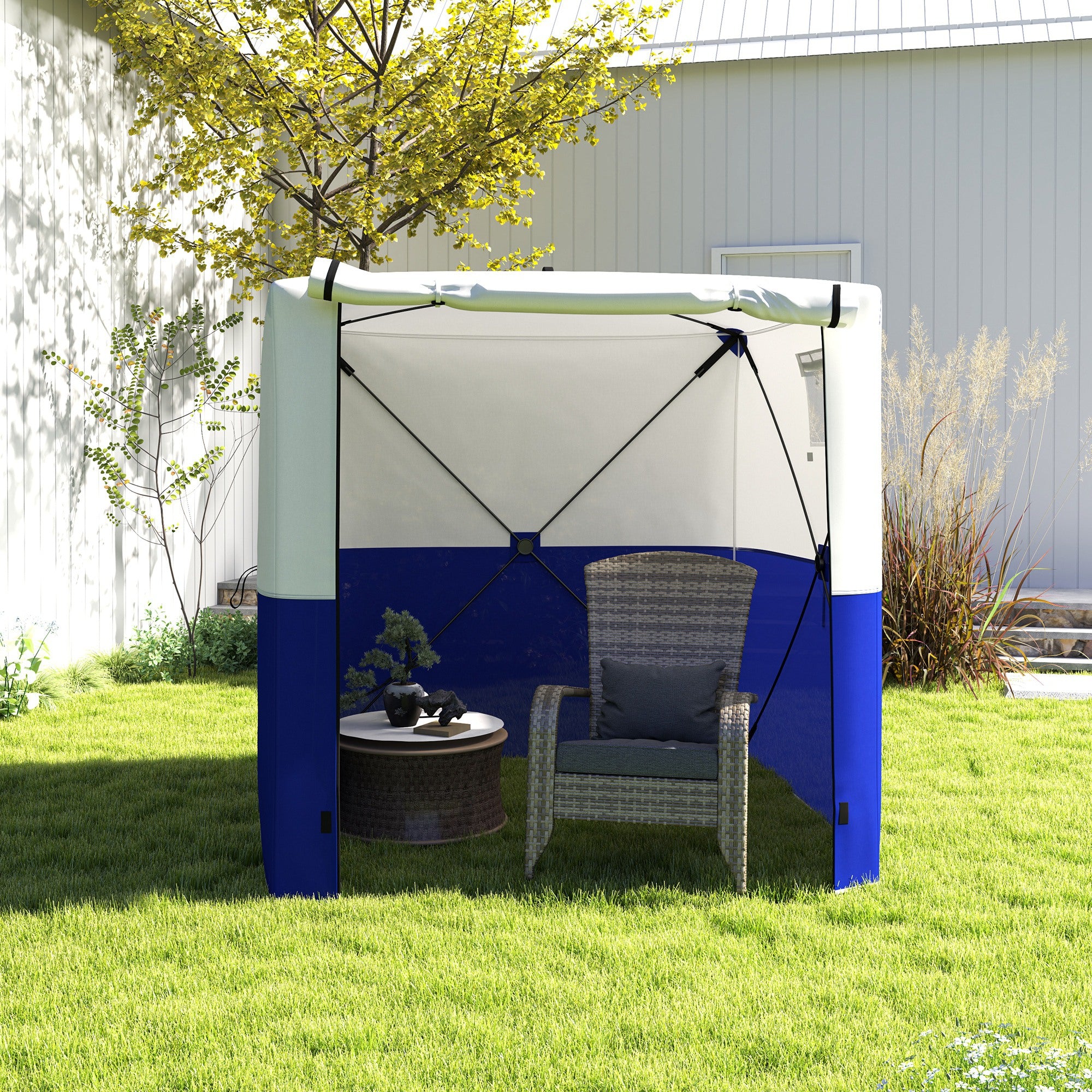 Outsunny 2 x 2m Pop-Up Gazebo, with Accessories - Dark Blue - North Peak Garden Furniture