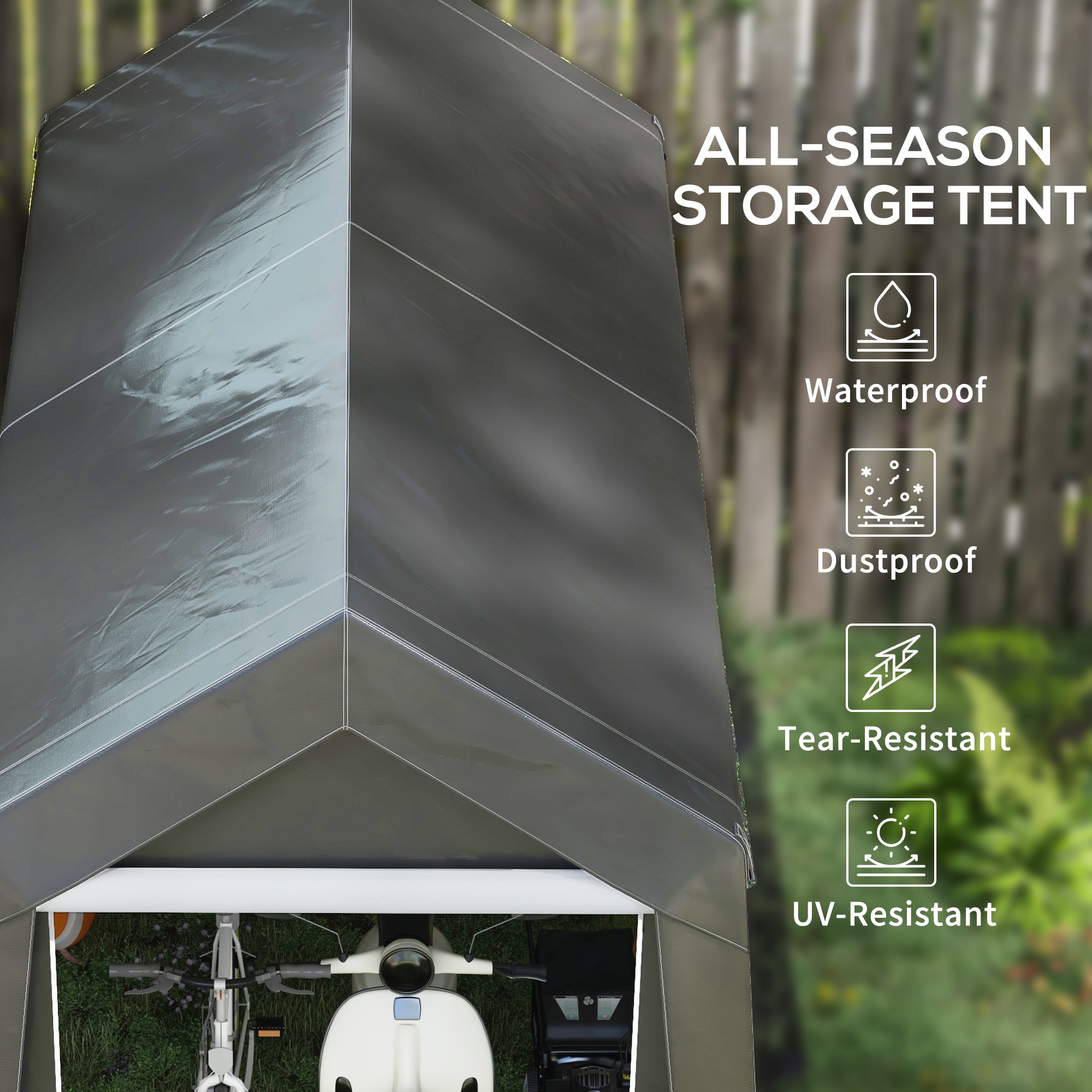 Outsunny 3.6 x 2.1m Portable Outdoor Shed, with Window - Dark Grey - North Peak Garden Furniture