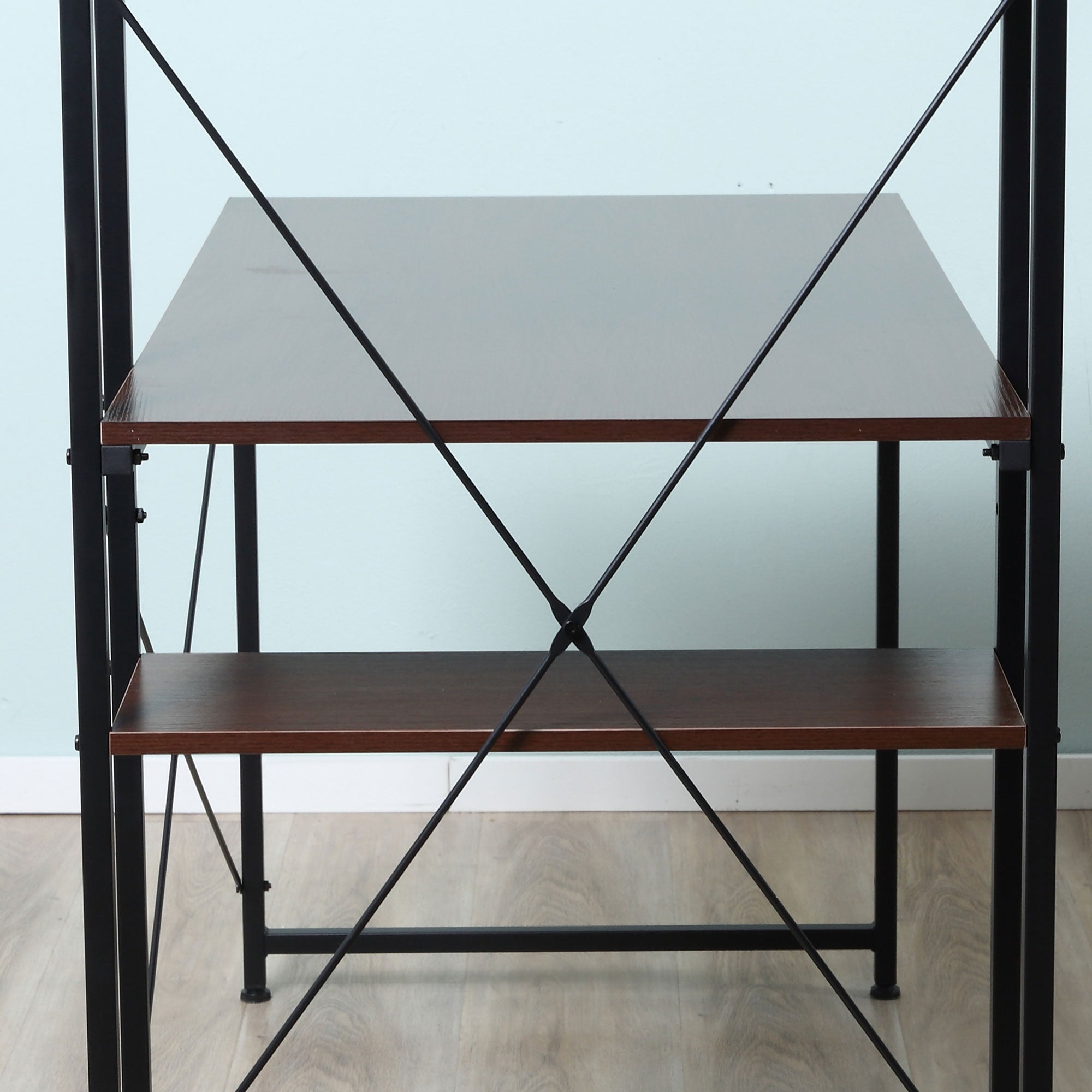 HOMCOM Computer Desk with Storage Shelves on Left or Right, Industrial Reversible Writing Desk for Home Office, Study, Easy Assembly, 120 x 64 x 121cm, Walnut and Black - North Peak Garden Furniture