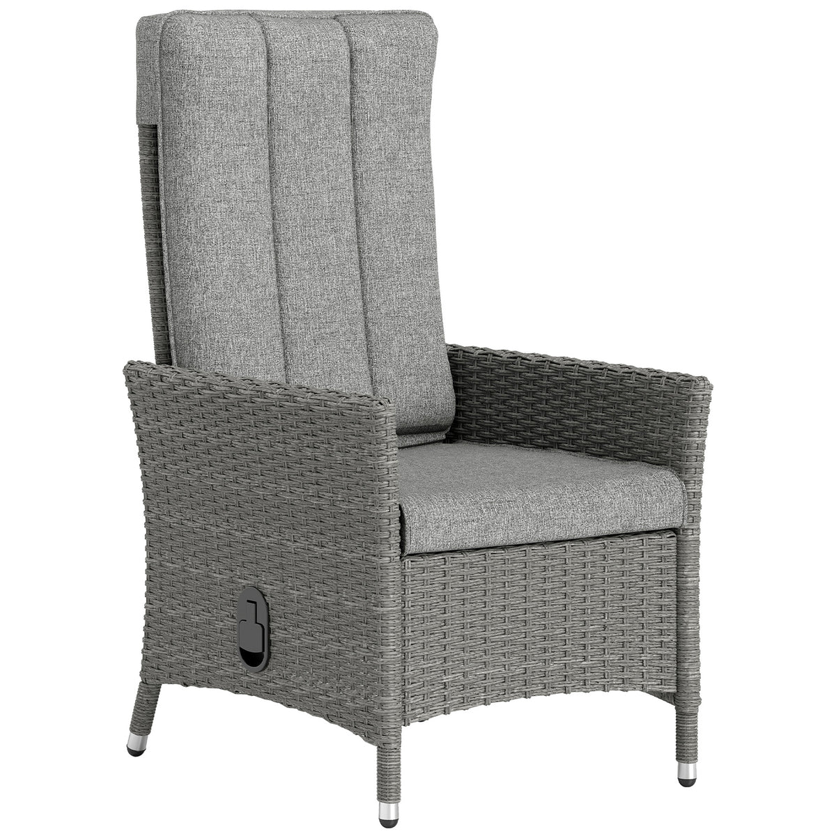 Outsunny 105°-150° Reclining Rattan Chair - Light Grey