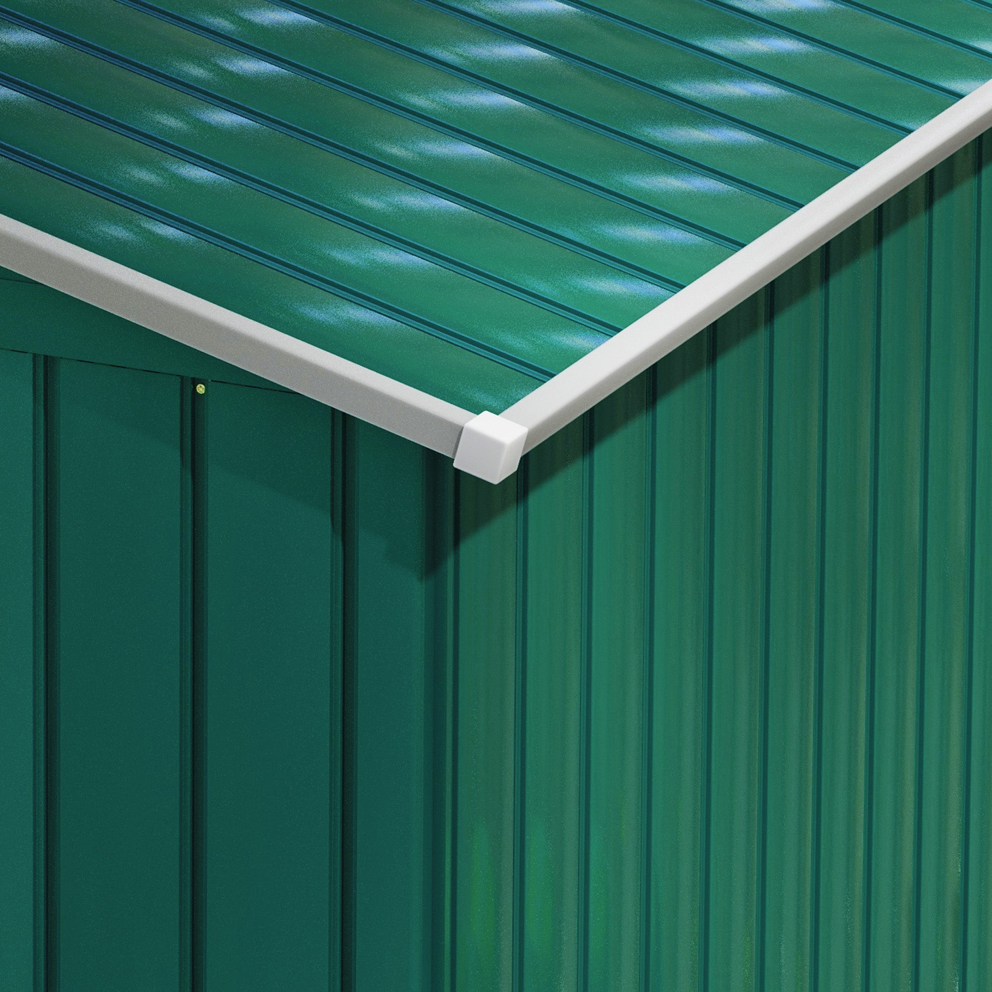 Outsunny 7 x 4ft Metal Garden Shed, Outdoor Storage Tool House with Ventilation Slots, Foundation Kit and Lockable Double Doors, Green - North Peak Garden Furniture
