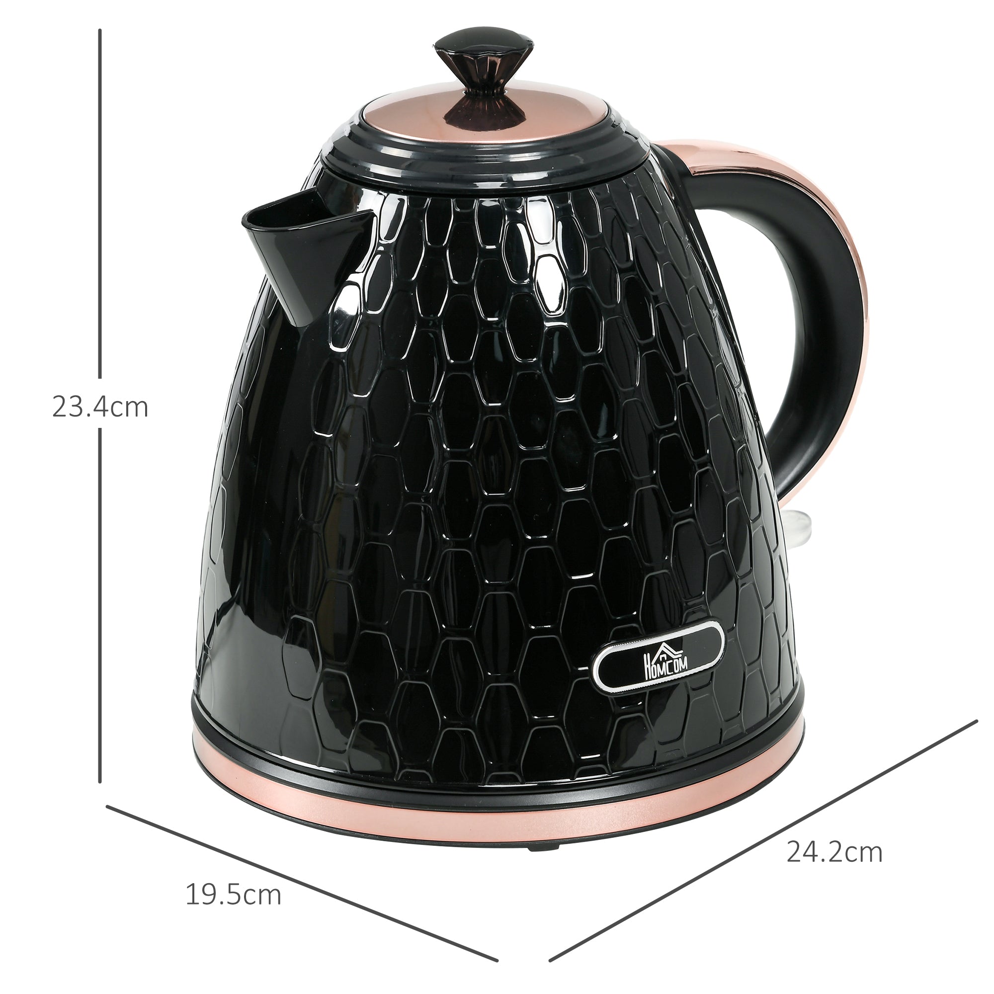 HOMCOM 3kW Rapid Boil Honeycomb Kettle - Black