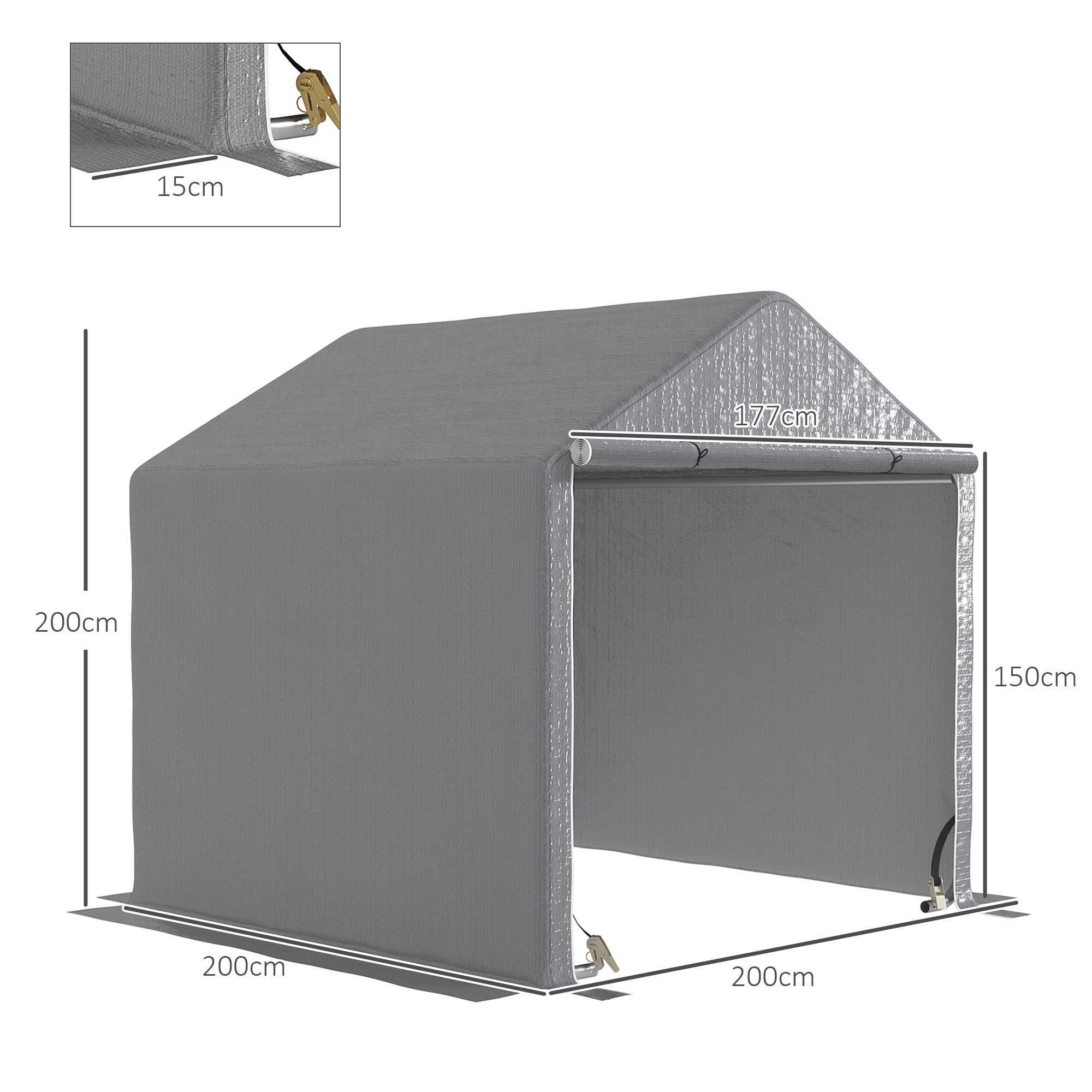 Outsunny 2 x 2m Garden Fabric Storage Tent - Grey - North Peak Garden Furniture