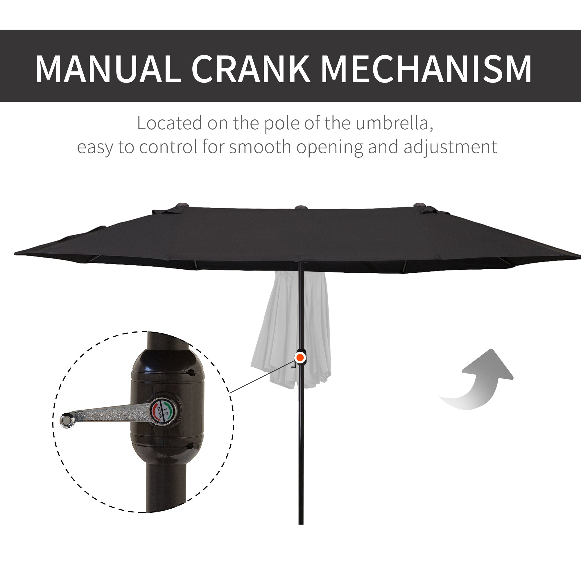 Outsunny 4.6m Canopy Parasol - Black