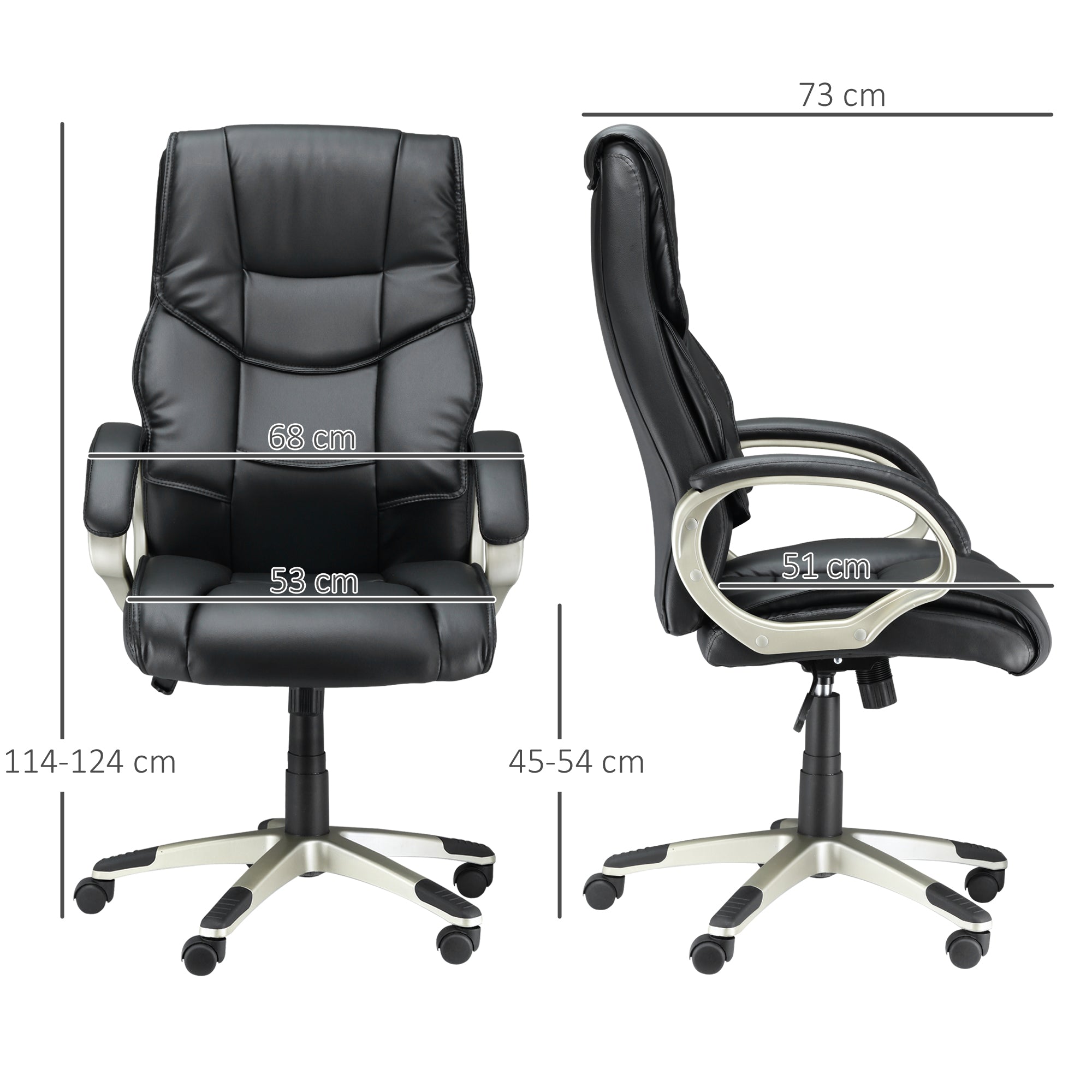 HOMCOM Home Office Chair High Back Computer Desk Chair with Faux Leather Adjustable Height Rocking Function Black - North Peak Garden Furniture