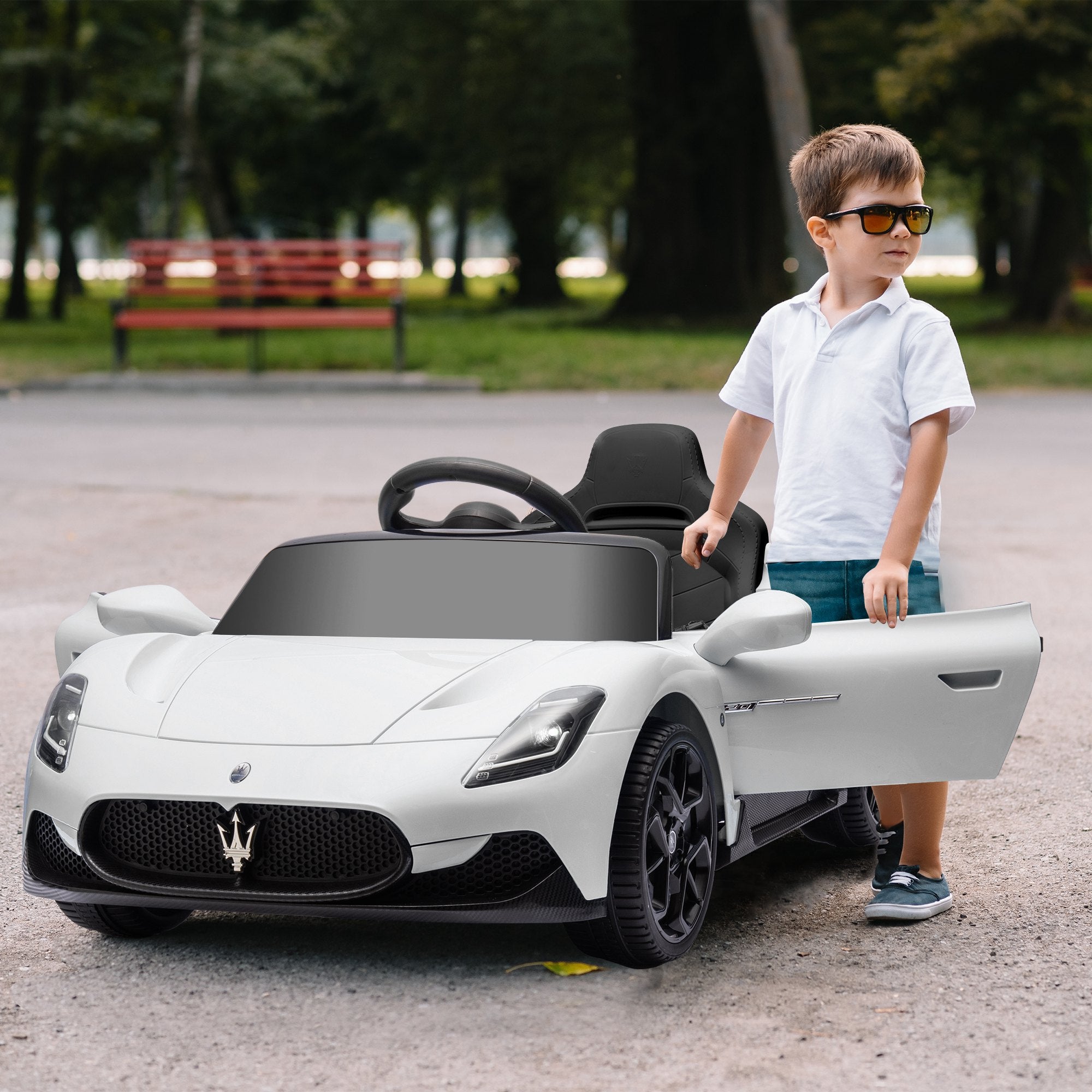 AIYAPLAY Maserati MC20 Licensed 12V Kids Electric Ride on Car with Remote Control, Spring Suspension, White