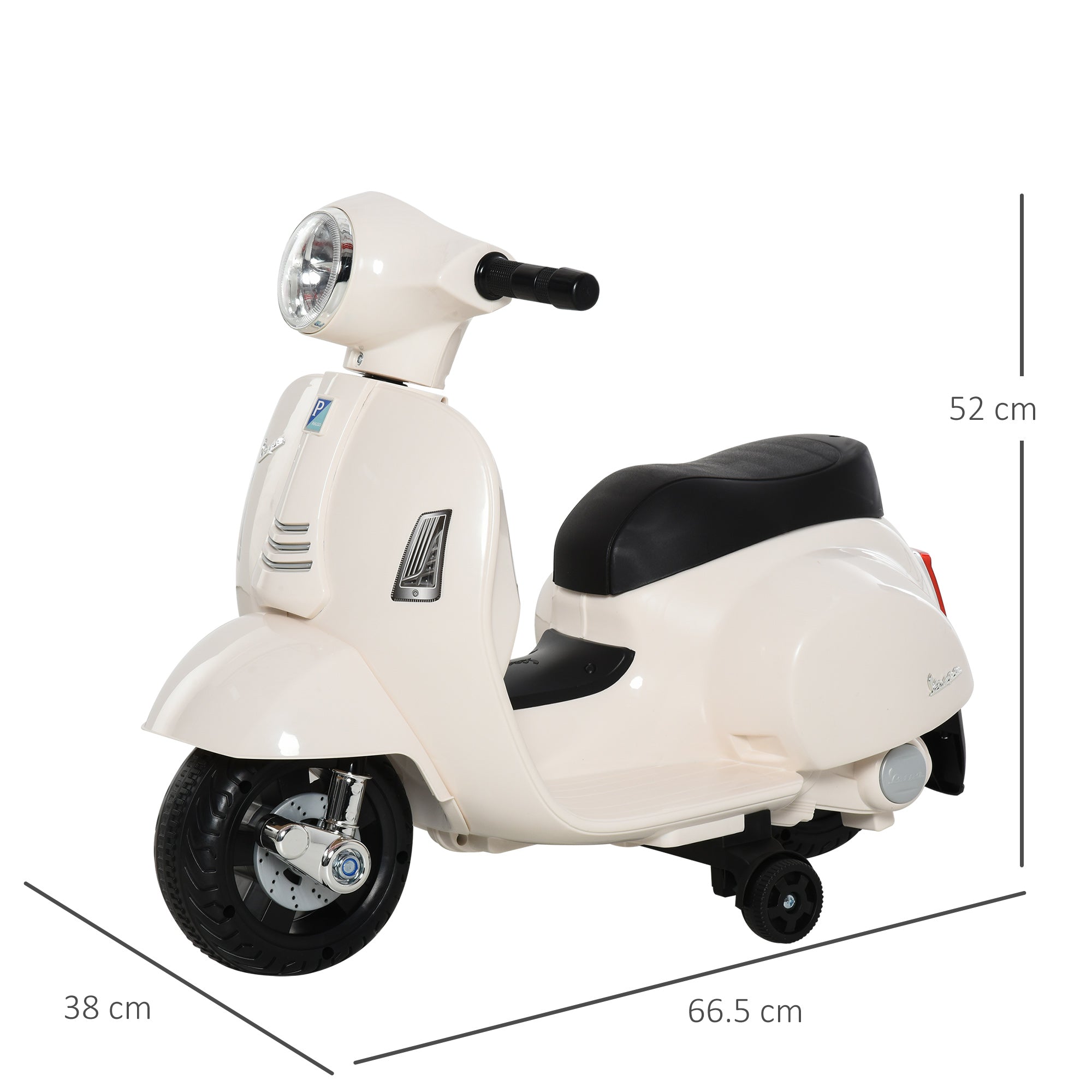 HOMCOM Vespa Licensed 6V Kids Electric Motorbike Ride On Motorcycle Battery Powered for 18-36 Months with Horn Headlight White - North Peak Garden Furniture
