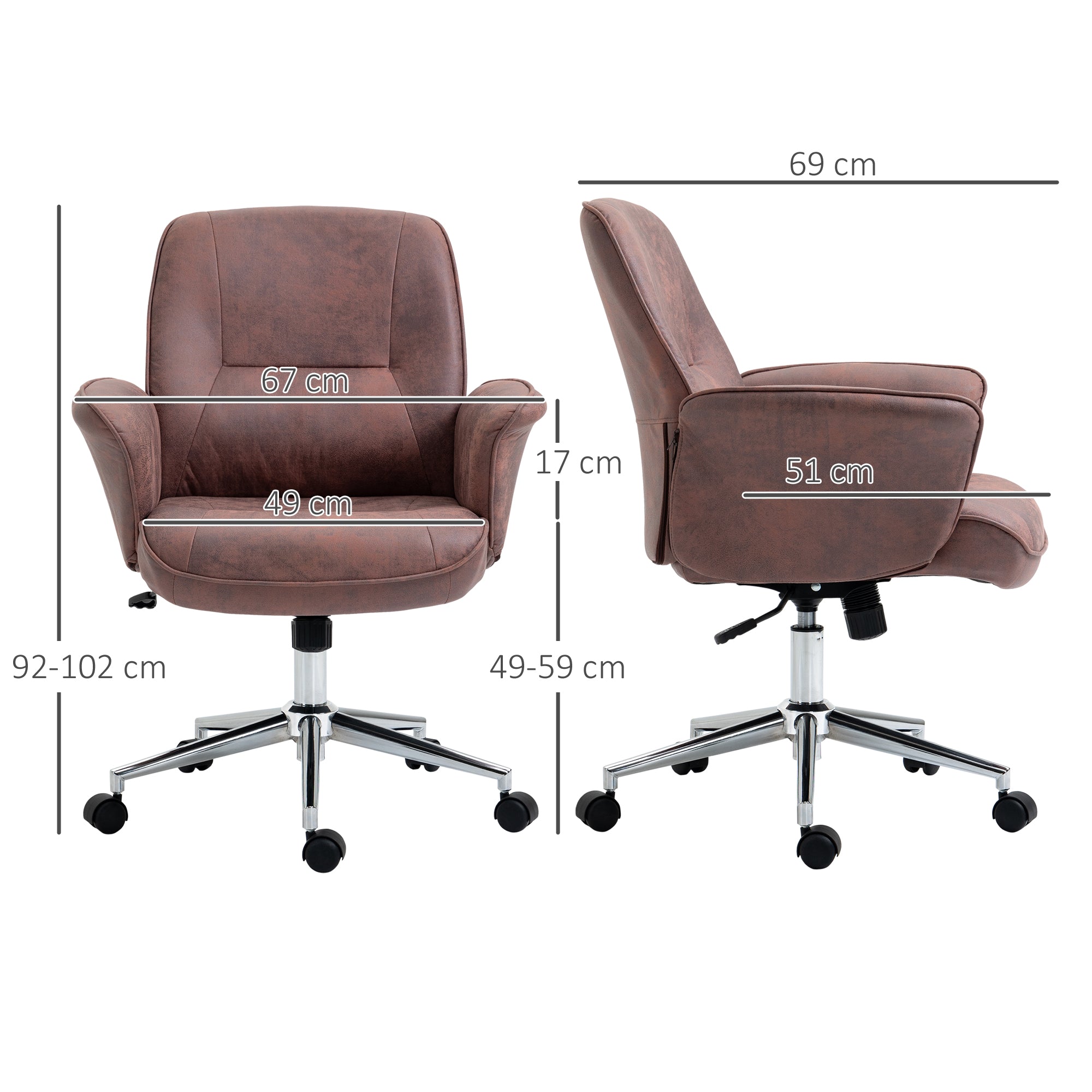 Vinsetto Office Chair, Desk Chair, Swivel Computer Chair with Armrest and Rolling Wheels for Home and Work, Red - North Peak Garden Furniture