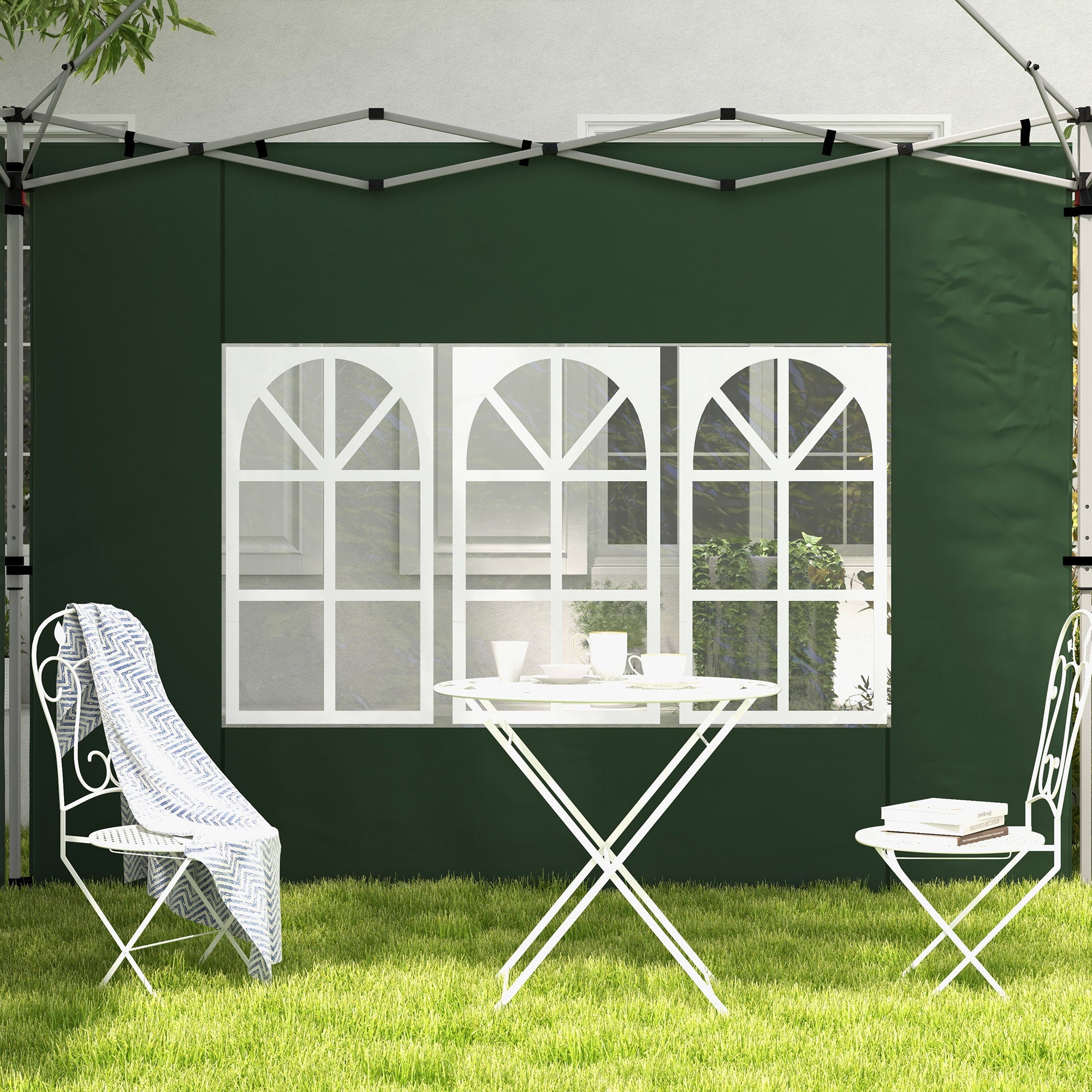 Outsunny Gazebo Side Panels, Sides Replacement with Window for 3x3(m) or 3x4m Pop Up Gazebo, 2 Pack, Green