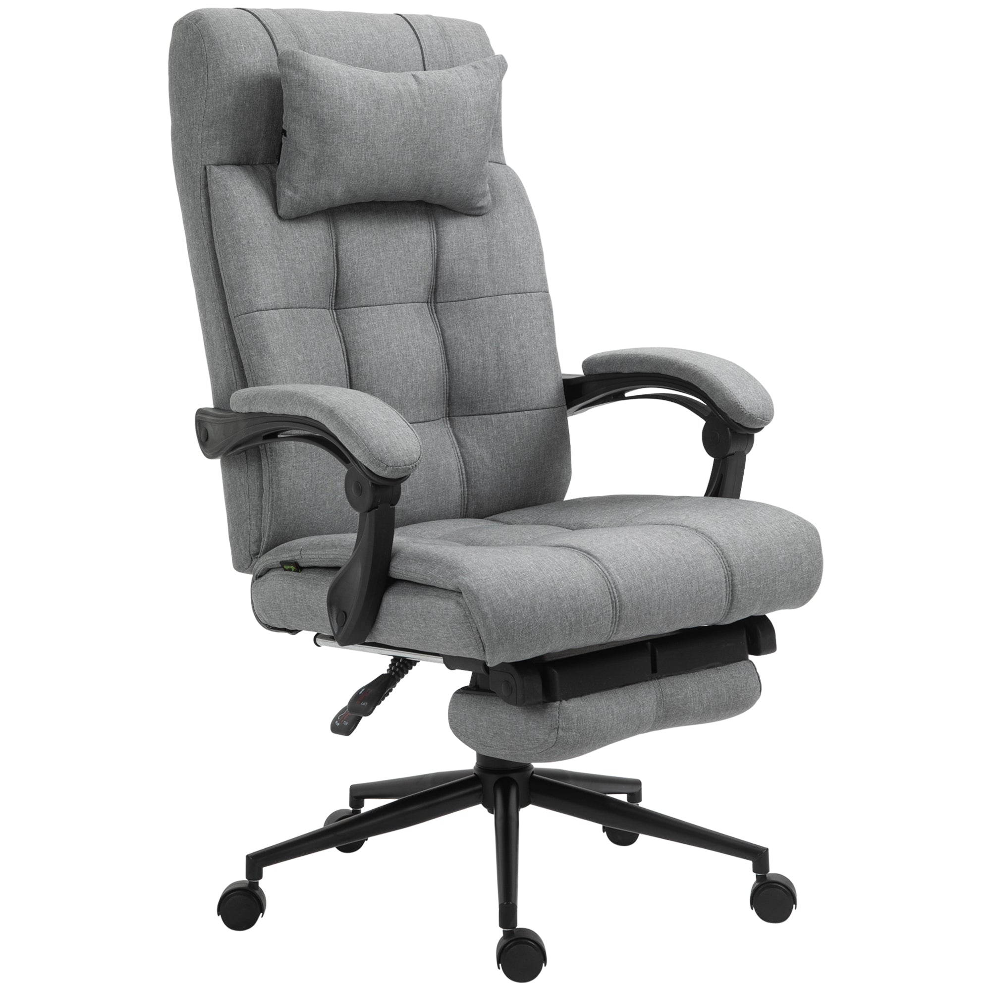 Vinsetto Office Chair with Footrest Ergonomic Office Chair with Armrests Lumber Support and Headrest Light Grey - North Peak Garden Furniture