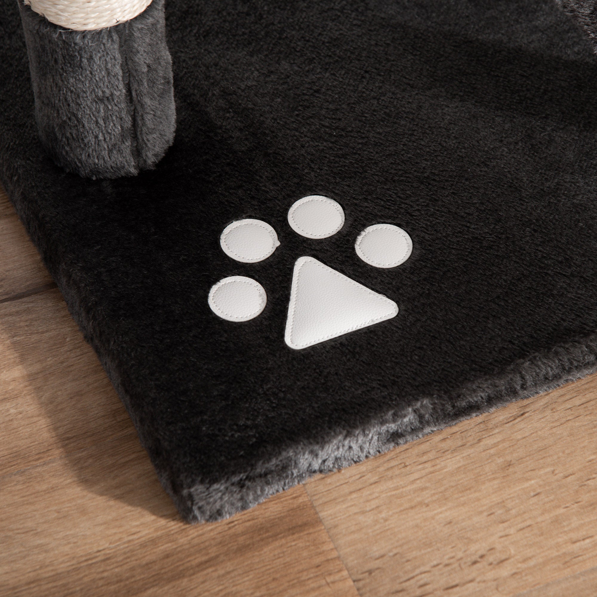 PawHut Floor-to-Ceiling Cat Tree for Indoor Cats, 240-260cm Adjustable Cat Tree - Dark Grey - North Peak Garden Furniture