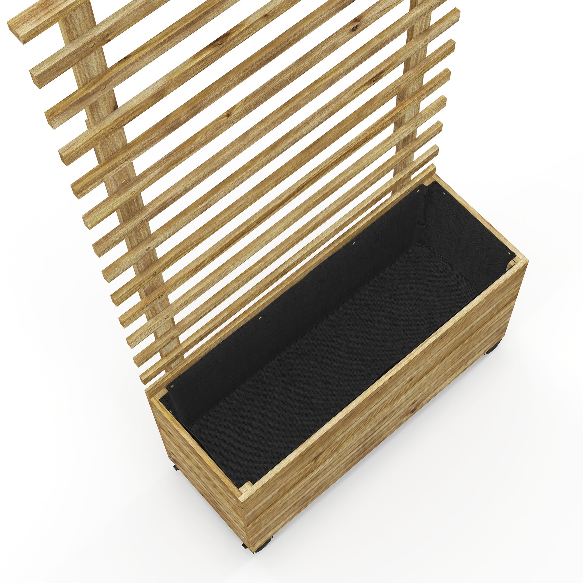 Outsunny Wooden Raised Planter, with Back Trellis - Natural Finish - North Peak Garden Furniture
