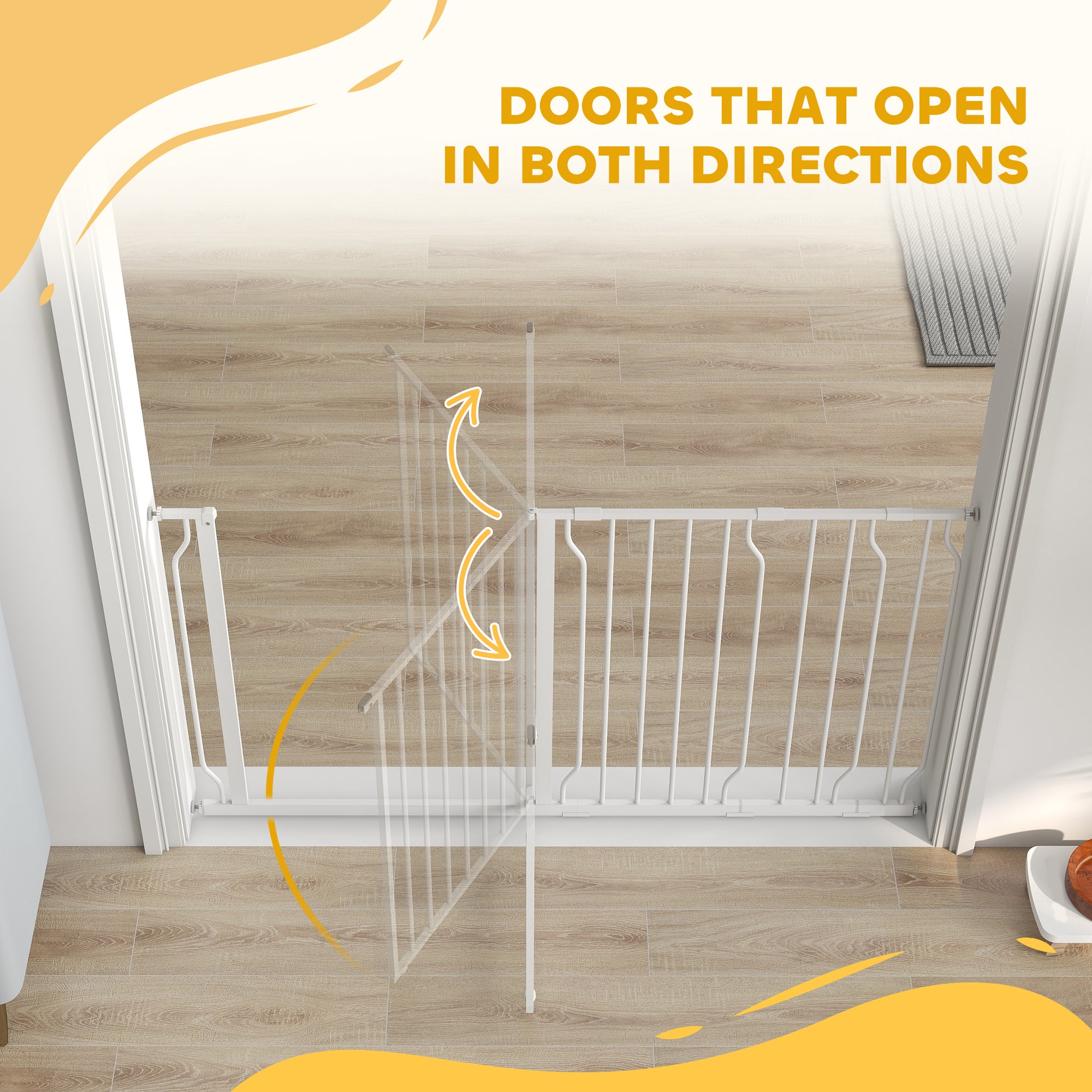 PawHut Extra Wide Dog Safety Gate, with Door Pressure, for Doorways, Hallways, Staircases - White - North Peak Garden Furniture