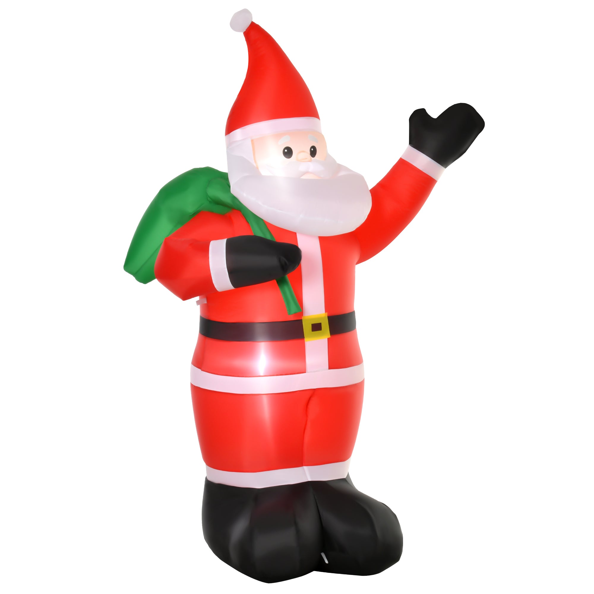 HOMCOM 8ft Christmas Inflatable Santa Holiday Yard Decoration with LED Lights, Indoor Outdoor Lawn Blow Up Decor - North Peak Garden Furniture