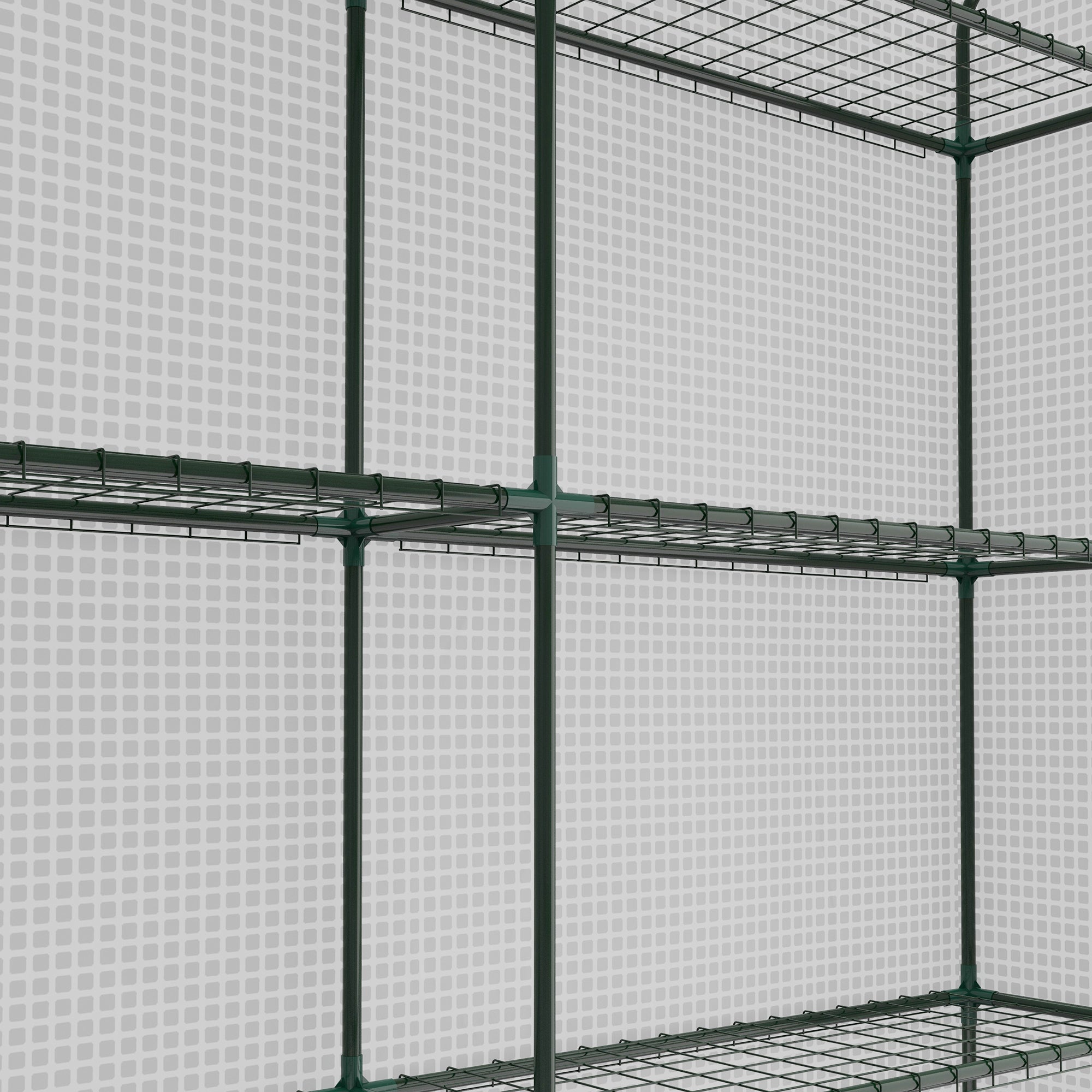 Outsunny Walk-in Greenhouse with 4 Tier 24 Shelves, Portable Grow House with Roll-up Zipped Door, 244 x 180 x 210 cm, White - North Peak Garden Furniture