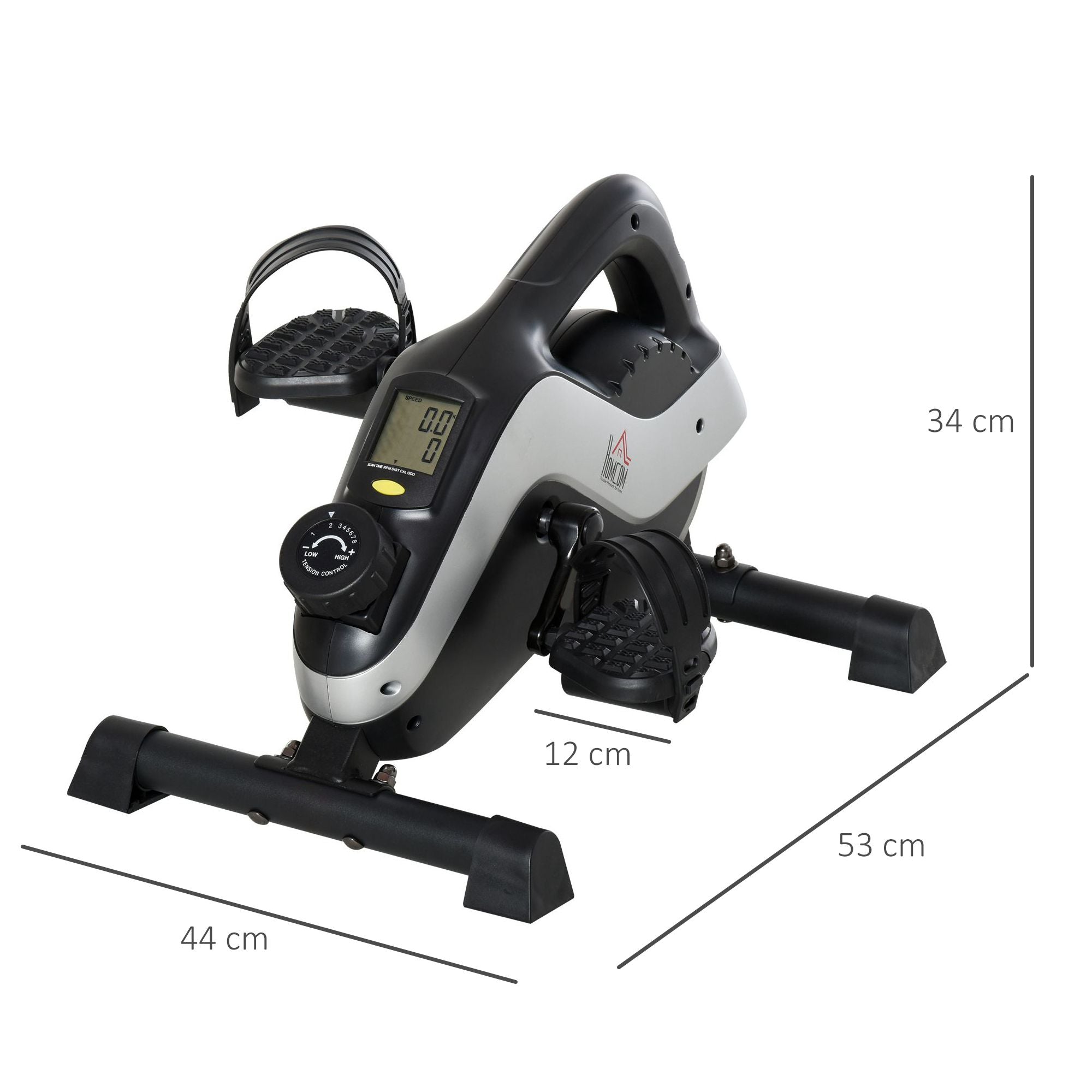 HOMCOM Portable Pedal Exerciser, Mini Exercise Bike with 8 Levels Magnetic Resistance and LCD Display, Cycle Leg Exerciser Sitting Down - North Peak Garden Furniture
