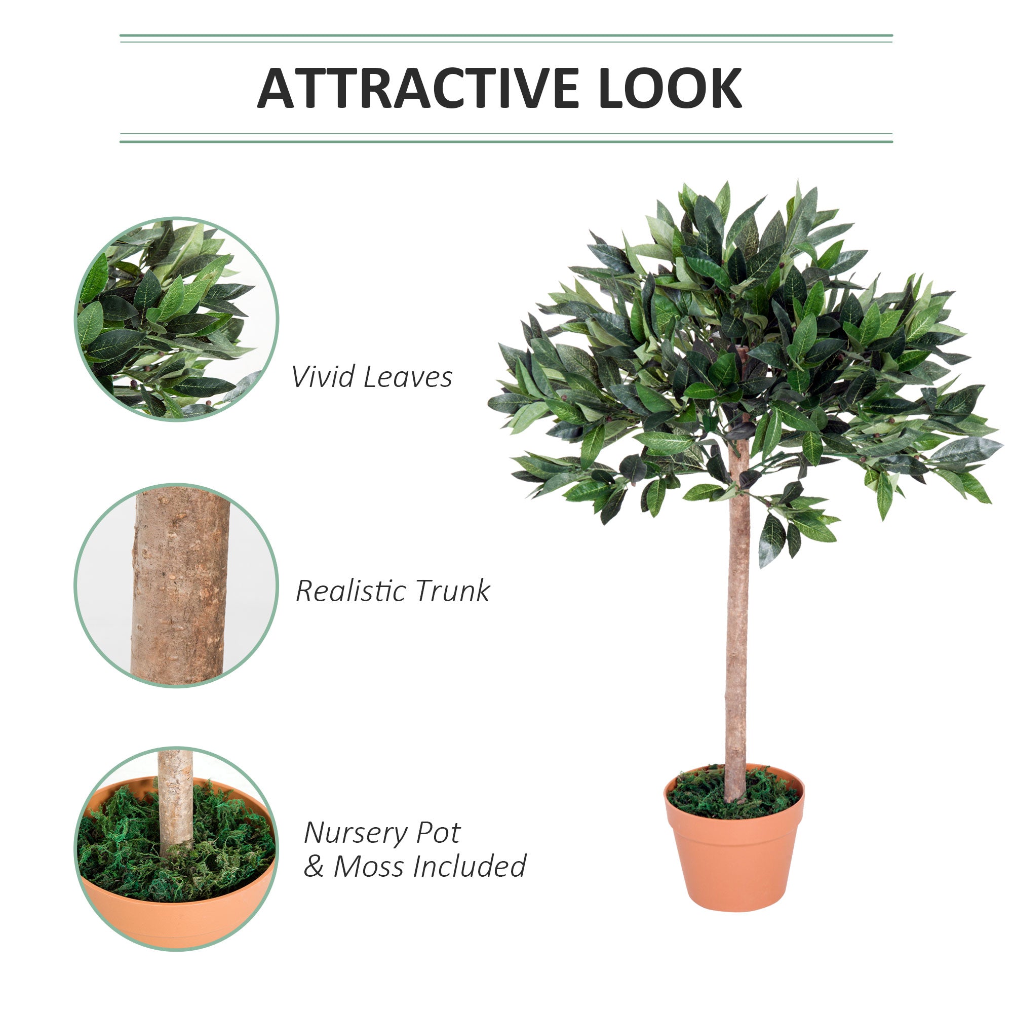 Outsunny 3ft Artificial Olive Tree Indoor Plant Greenery for Home Office Potted in An Orange Pot Set of 2 - North Peak Garden Furniture