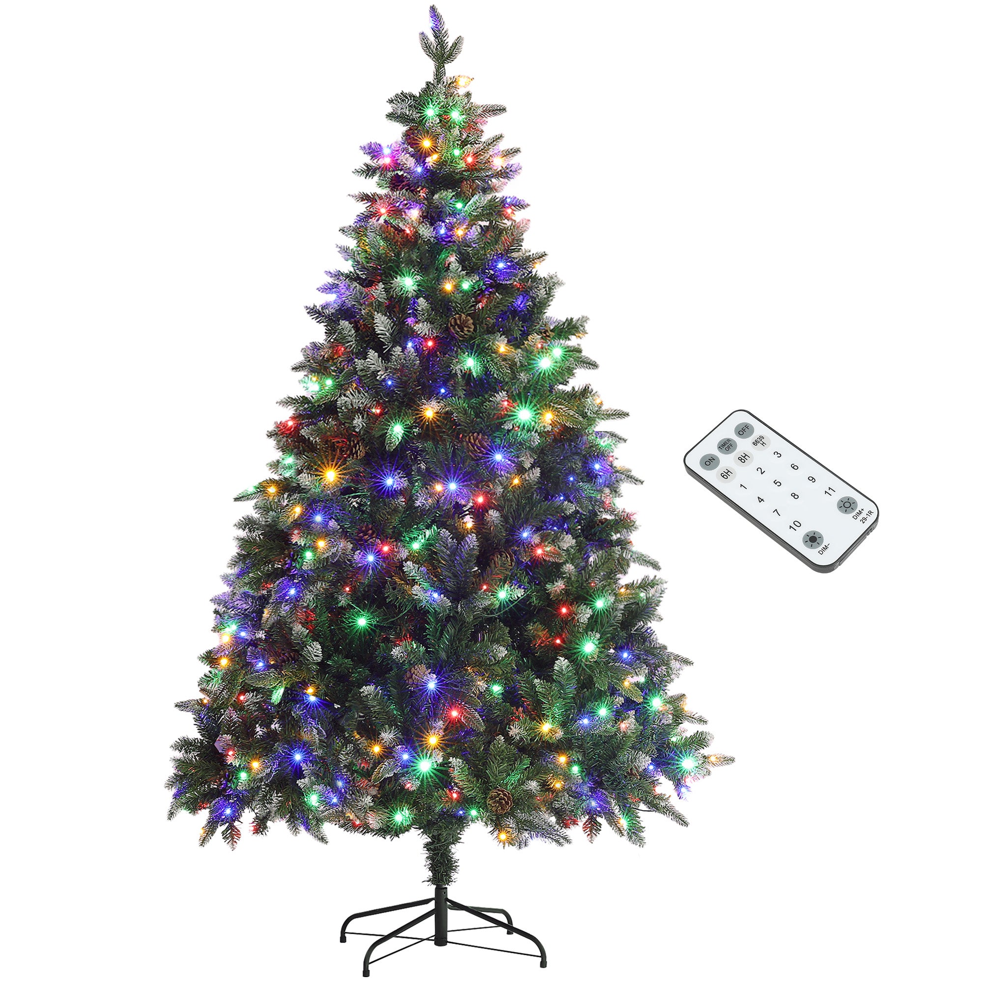 HOMCOM 6ft LED Pre-Lit Artificial Christmas Tree, with Base - North Peak Garden Furniture