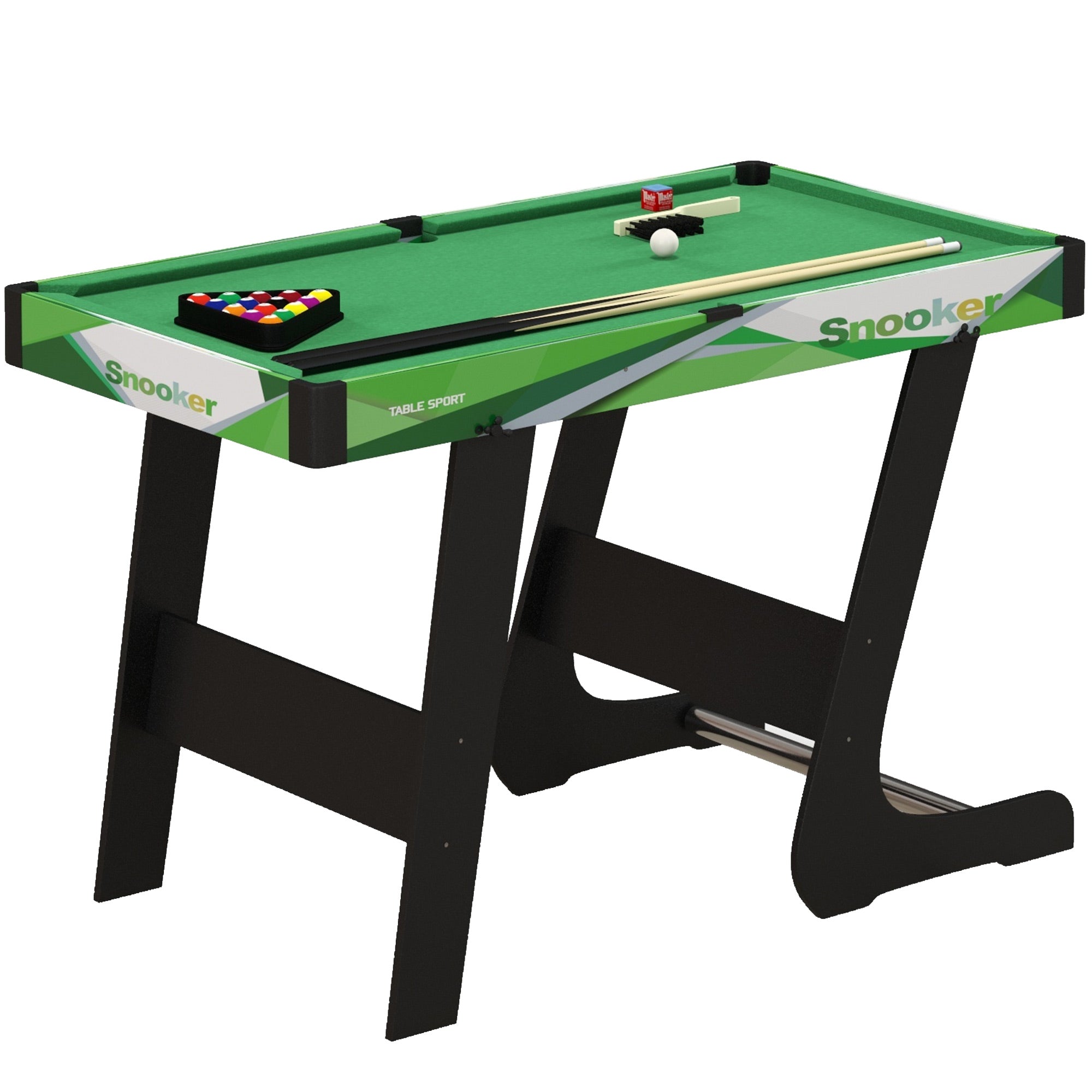 SPORTNOW 104cm Folding Mini Pool Table Set with 2 Cues, 16 Balls, Chalk, Triangle, Brush, Green - North Peak Garden Furniture