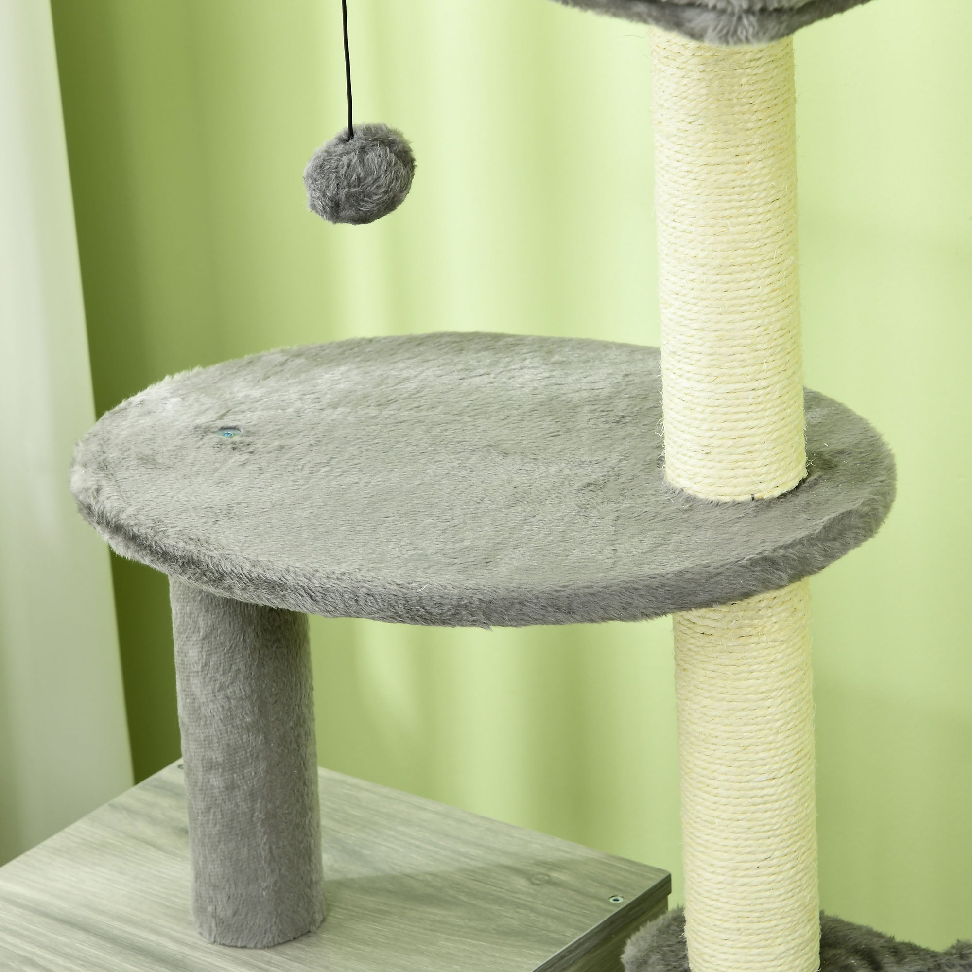PawHut Enclosed Cat Litter Box with Cat House, Cat Bed, Scratching Posts, Platforms, for Indoor Cats - Grey - North Peak Garden Furniture
