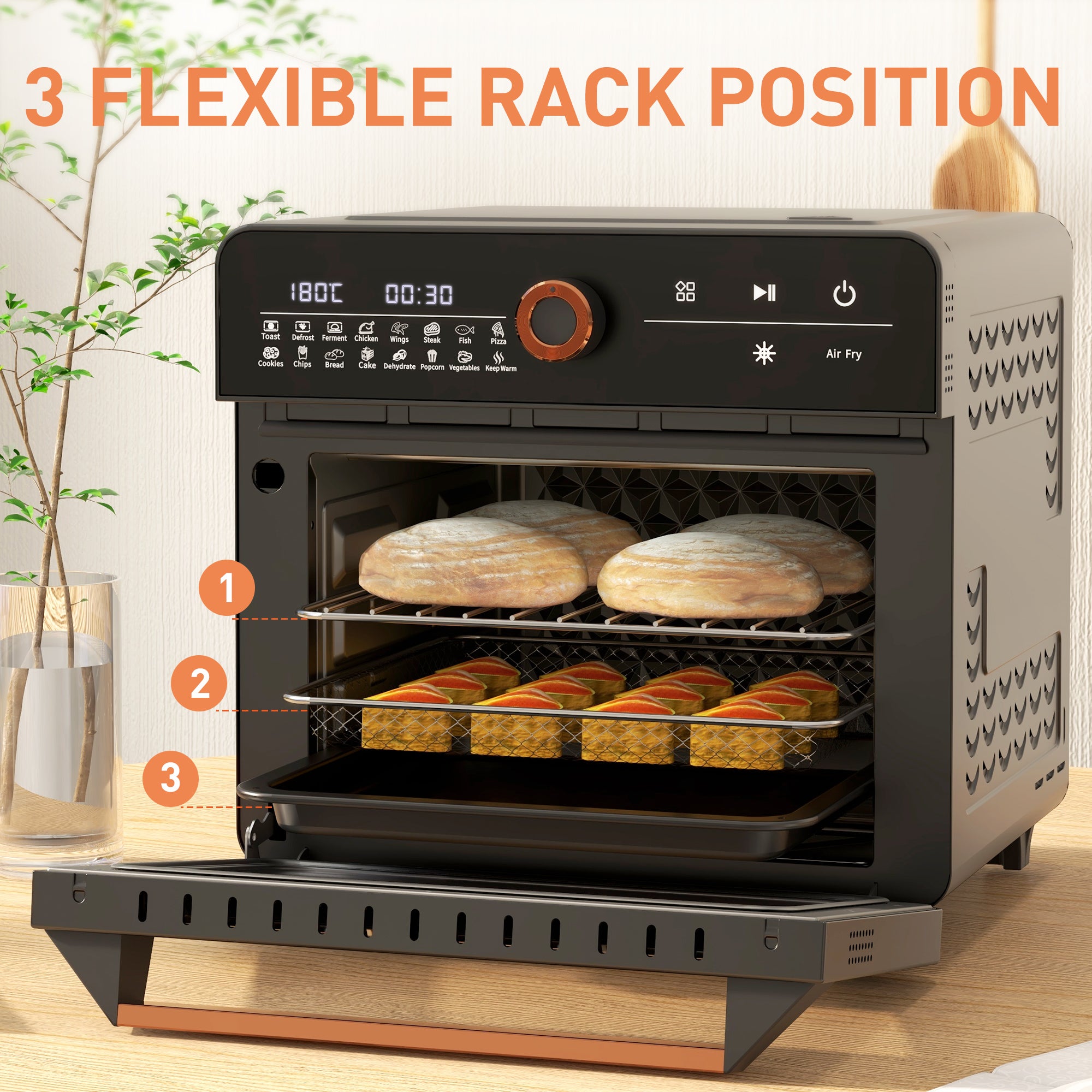 HOMCOM Air Fryer Oven, 20L Mini Oven, Multifunction Countertop Convection Oven with 16 Presets, Adjustable Temp and Time, 1400W - North Peak Garden Furniture