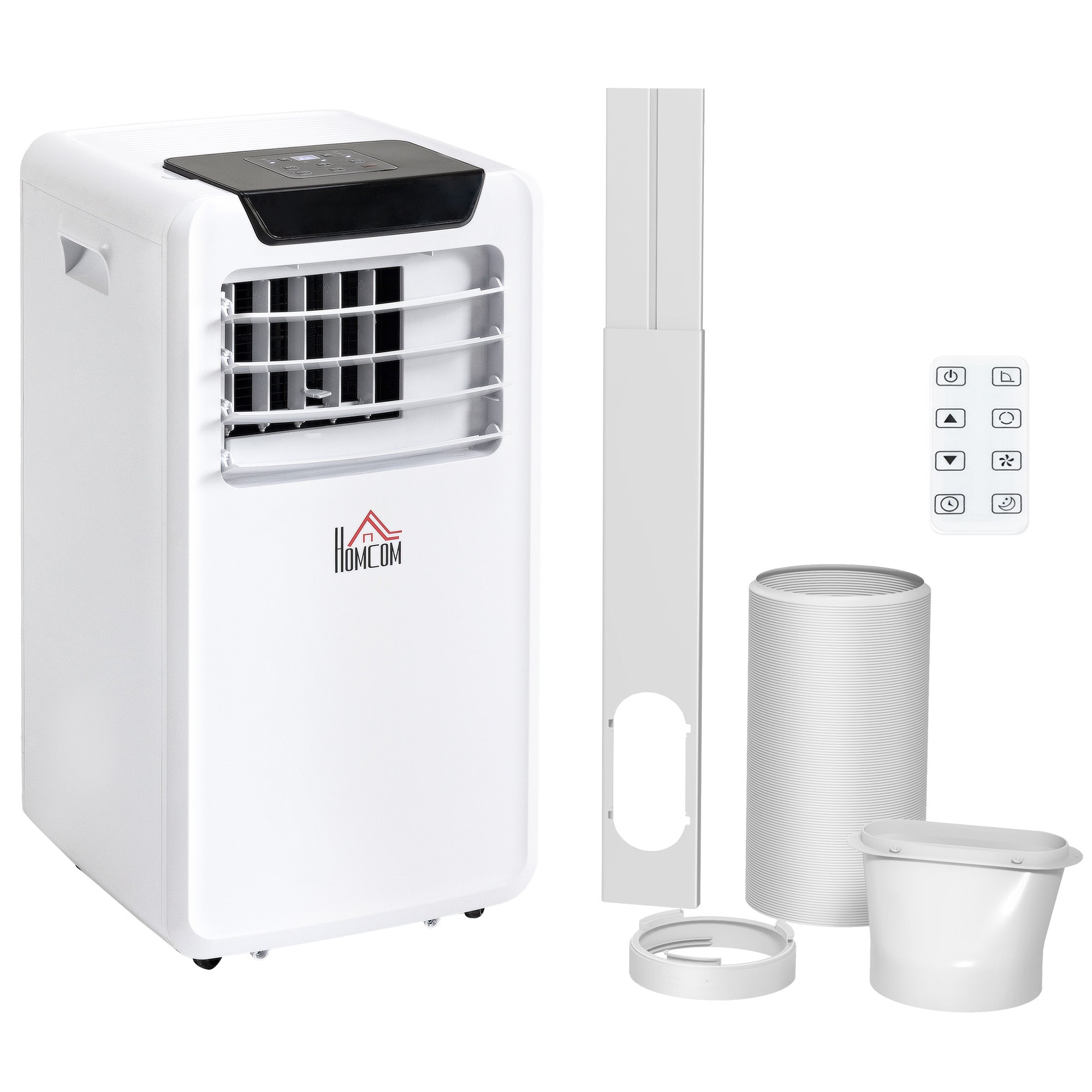 HOMCOM 10000 BTU Air Conditioning Unit, 3-in-1 Portable Air Conditioner, Dehumidifier, Cooling Fan with Remote Control, LED Display, 2 Speeds, 24H Timer, Window Venting Kit, 18m² - North Peak Garden Furniture