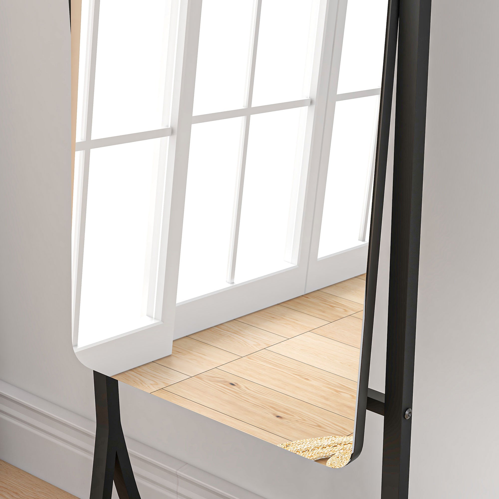 HOMCOM Free Standing Dressing Mirror, Full Length Mirror with Adjustable Angle, Storage Shelf for Living Room, Bedroom, Hallway - North Peak Garden Furniture