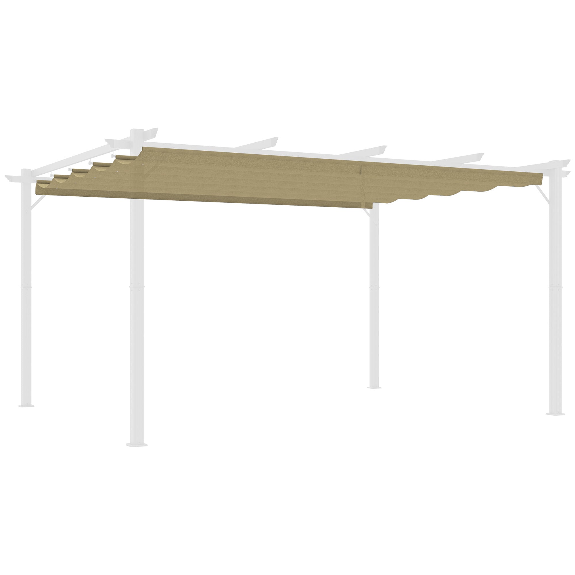 Outsunny Retractable Pergola Shade Cover, Replacement Canopy for 4 x 3 (m) Pergola, Retractable Roof, Tan - North Peak Garden Furniture