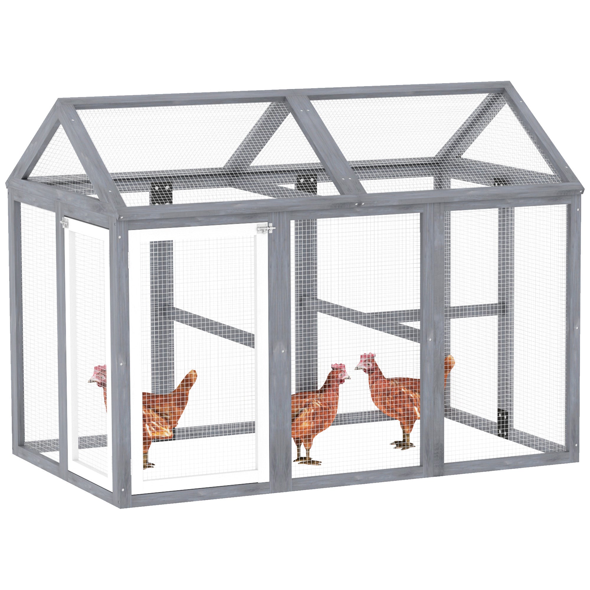 PawHut Large Chicken Run, Wooden Chicken coop, with Combinable Design - Wood Effect